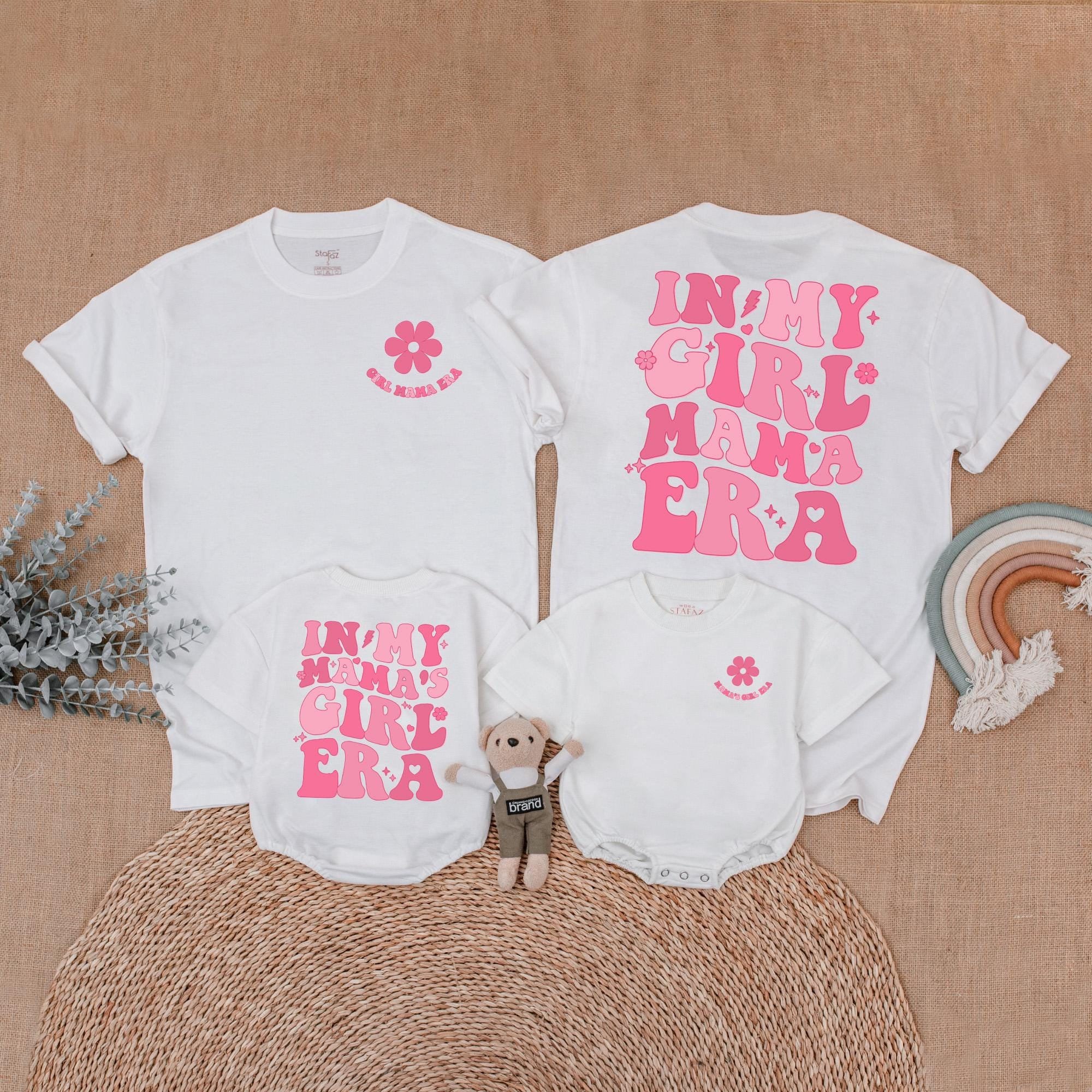 In My Girl Mama Era Matching Shirts, Vintage Pink Floral Design for Mom and Daughter, Custom Family Outfit, Fun Retro Style