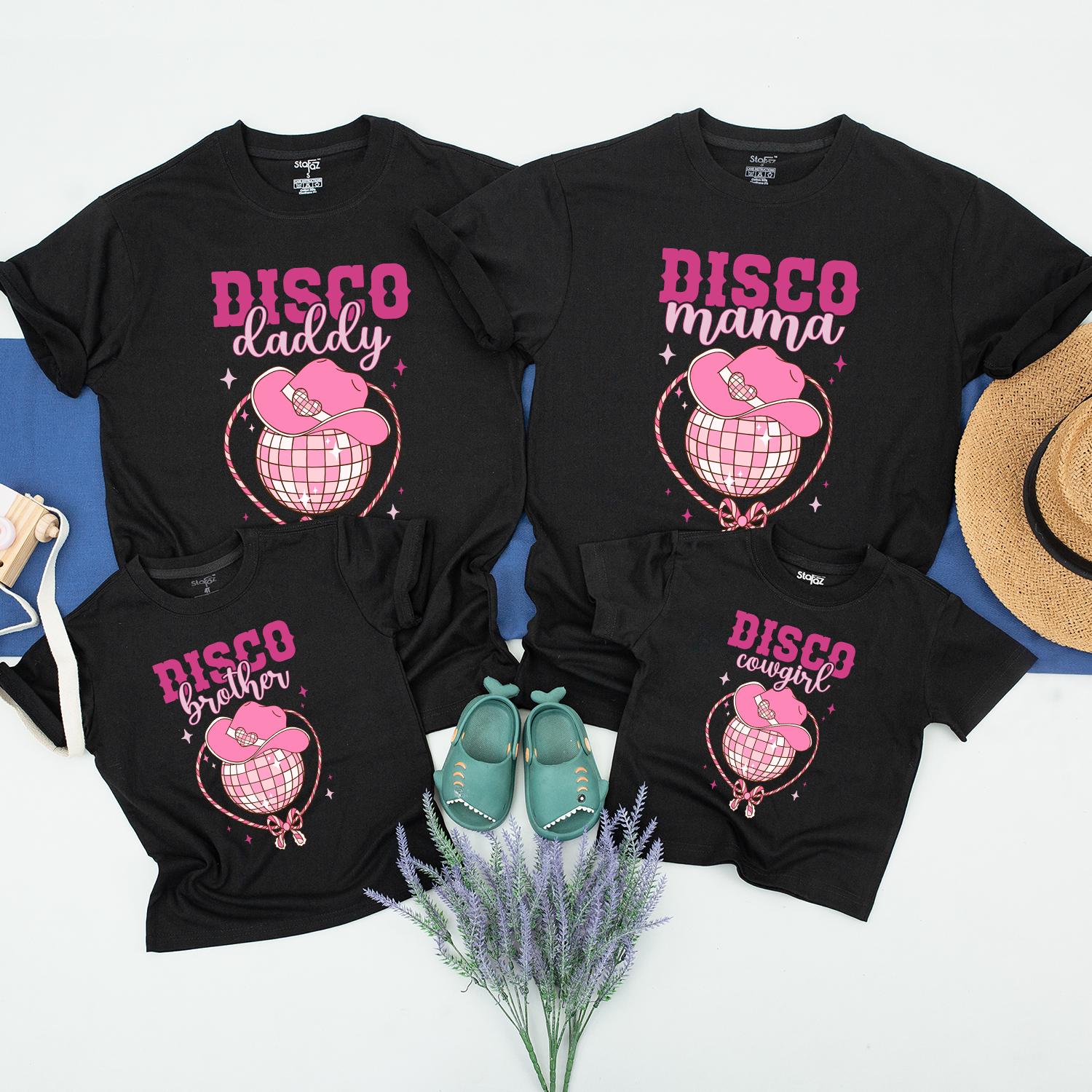 Custom Family Matching Disco Cowgirl Shirts with Name