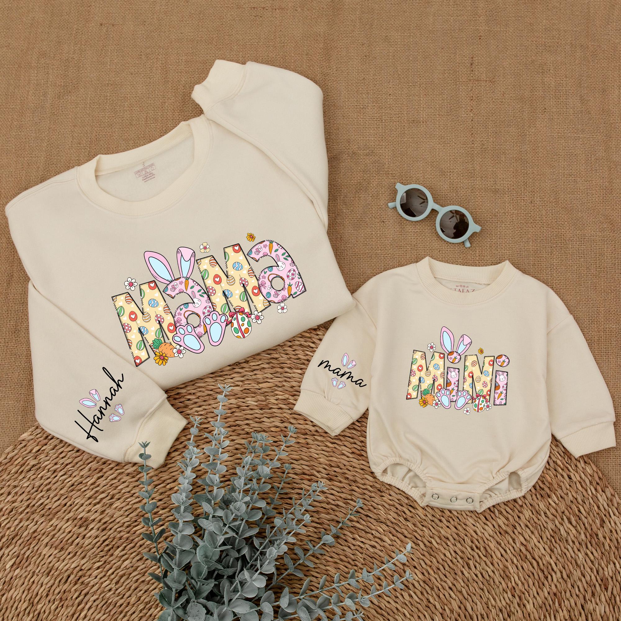 Personalized Easter Mama & Mini Sweatshirt Set with Festive Design