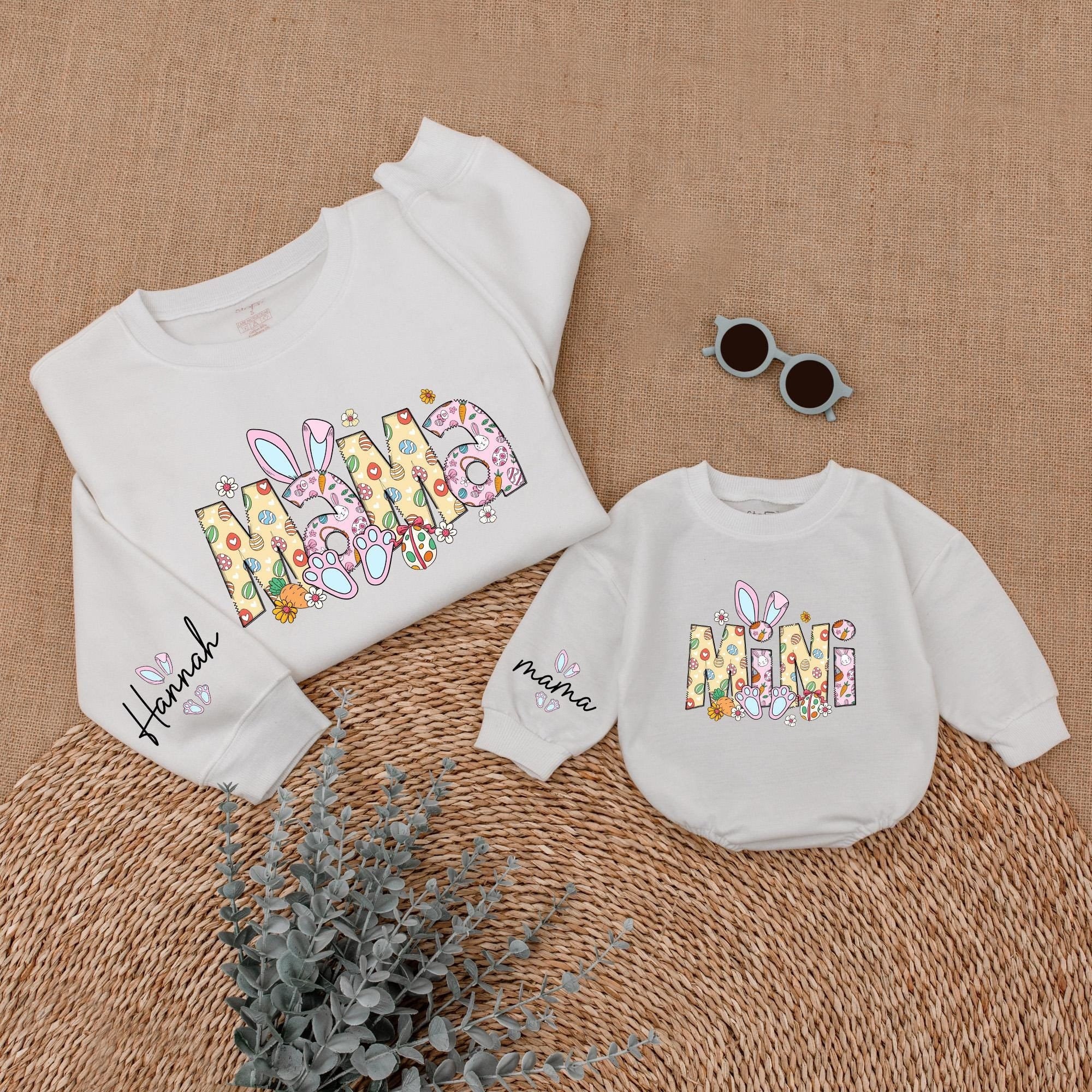 Personalized Easter Mama & Mini Sweatshirt Set with Festive Design