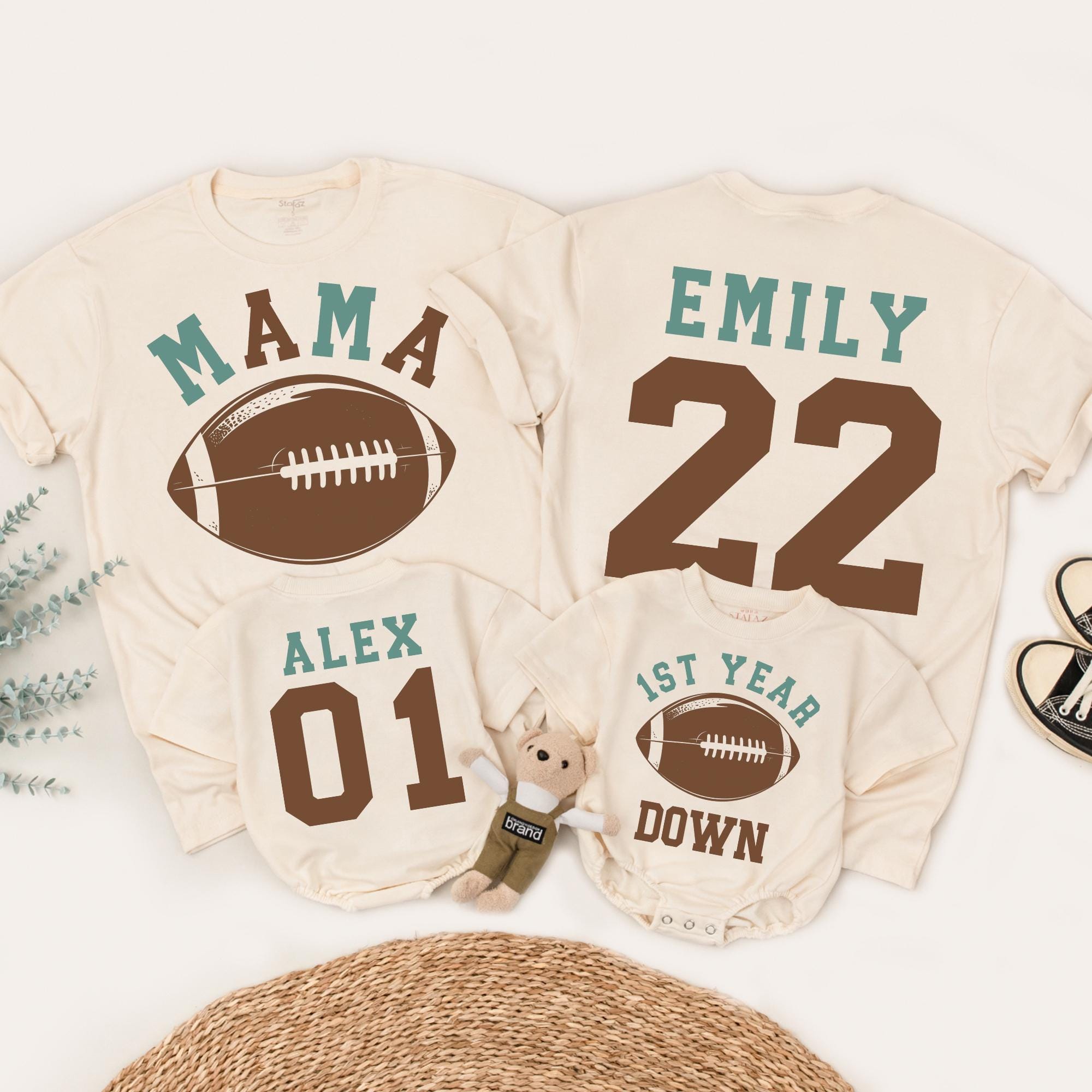 Football Themed 1st Birthday Family Matching Shirts