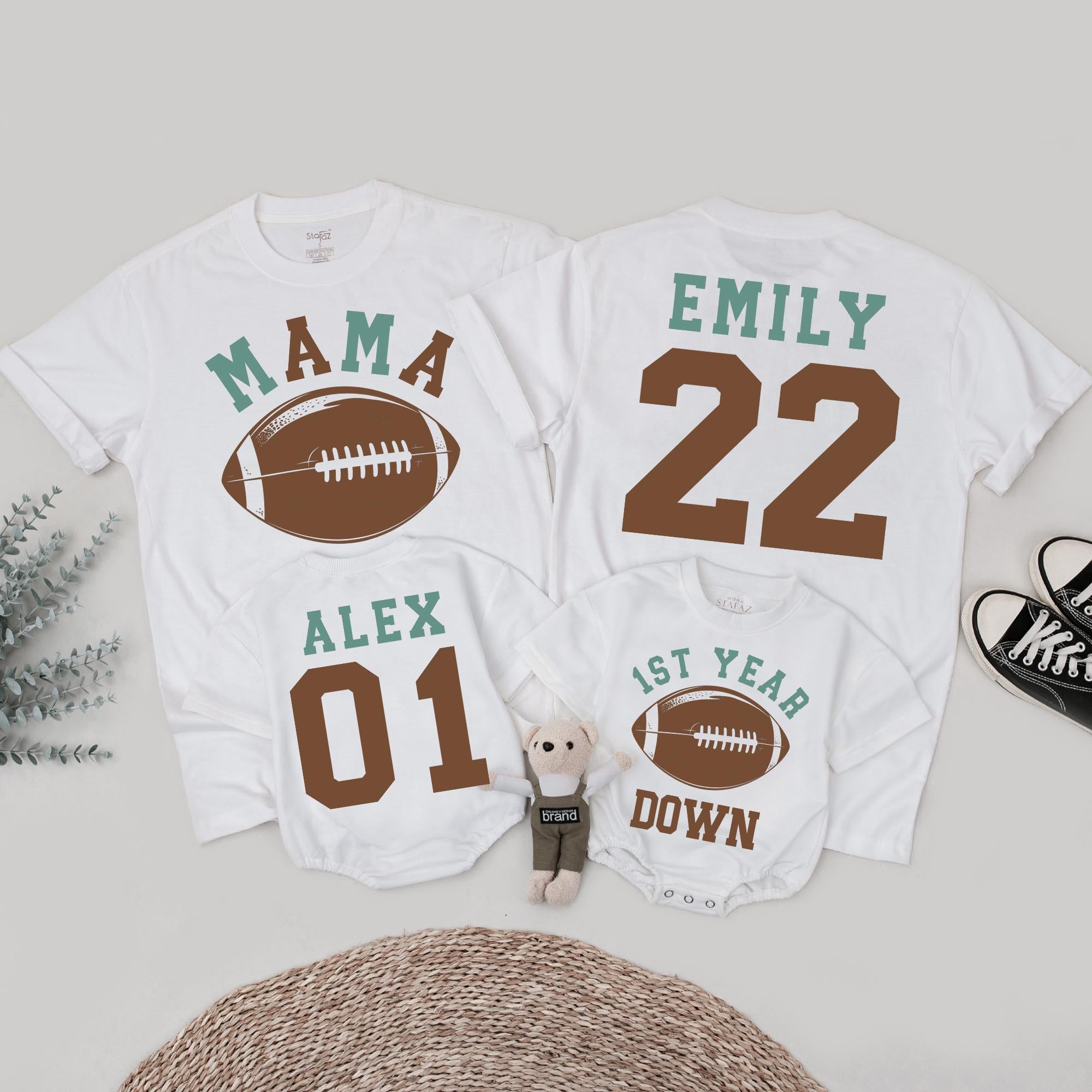 Football Themed 1st Birthday Family Matching Shirts