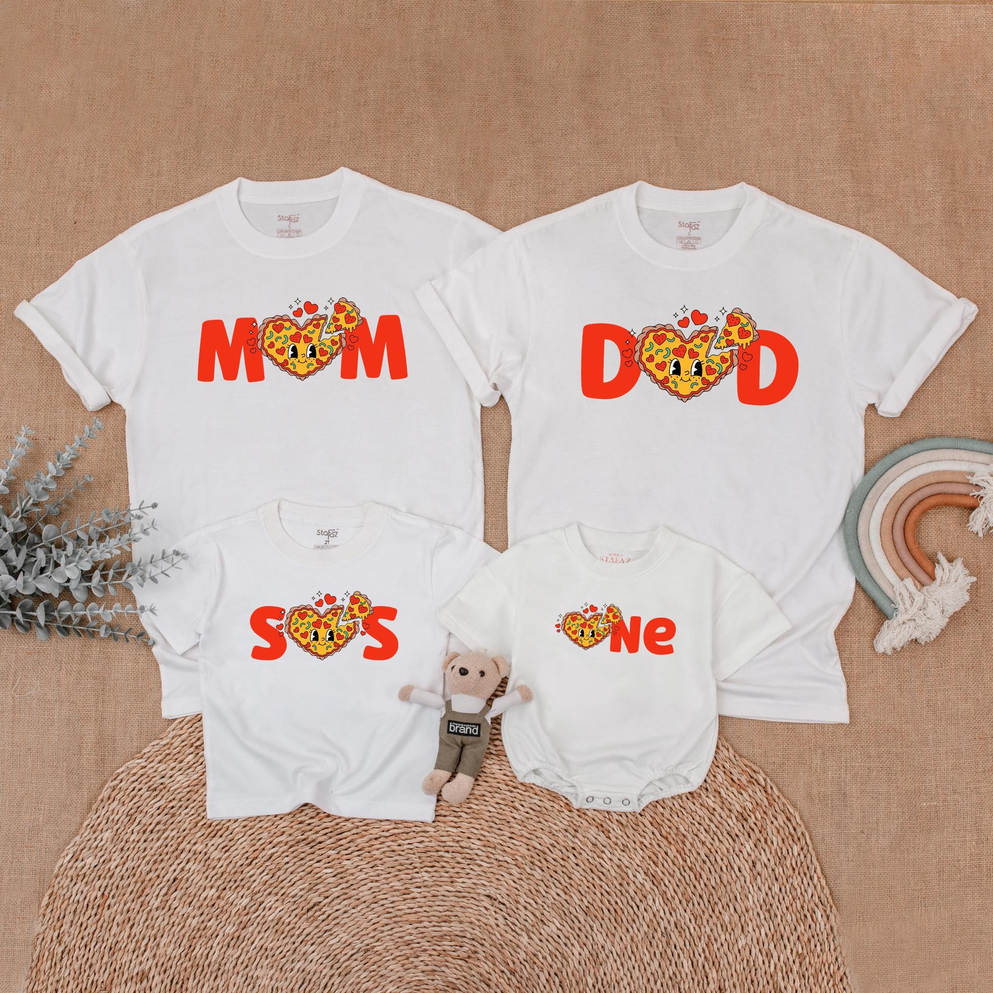 Matching Family Pizza Birthday Shirts Custom Name Outfit Fun Celebration Mom Dad Bro One Birthday Girl Party Wear