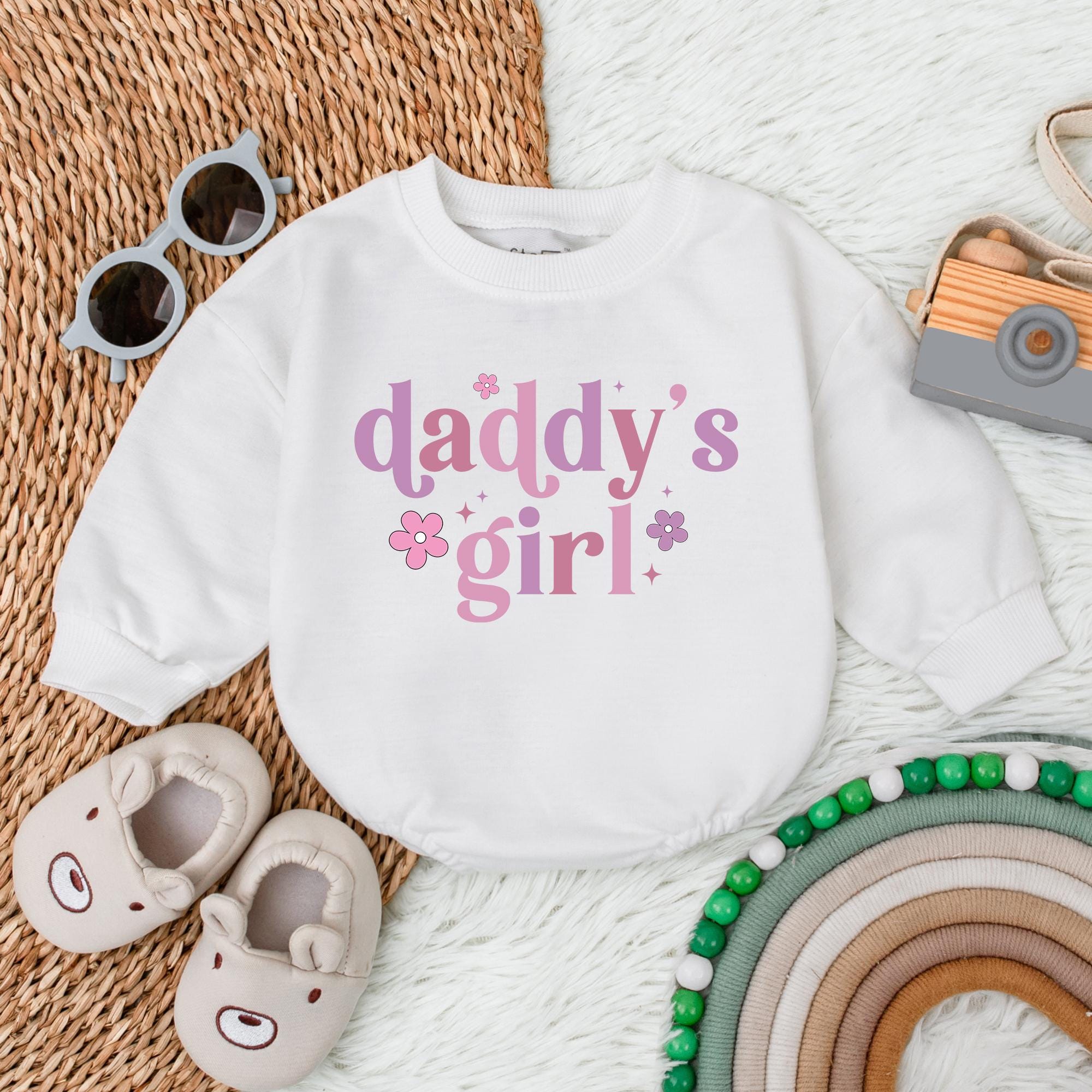 Daddy's Girl Pastel Romper Soft Baby Bodysuit with Floral Design Infant Apparel Father's Day Gift Baby Shower Newborn Outfit