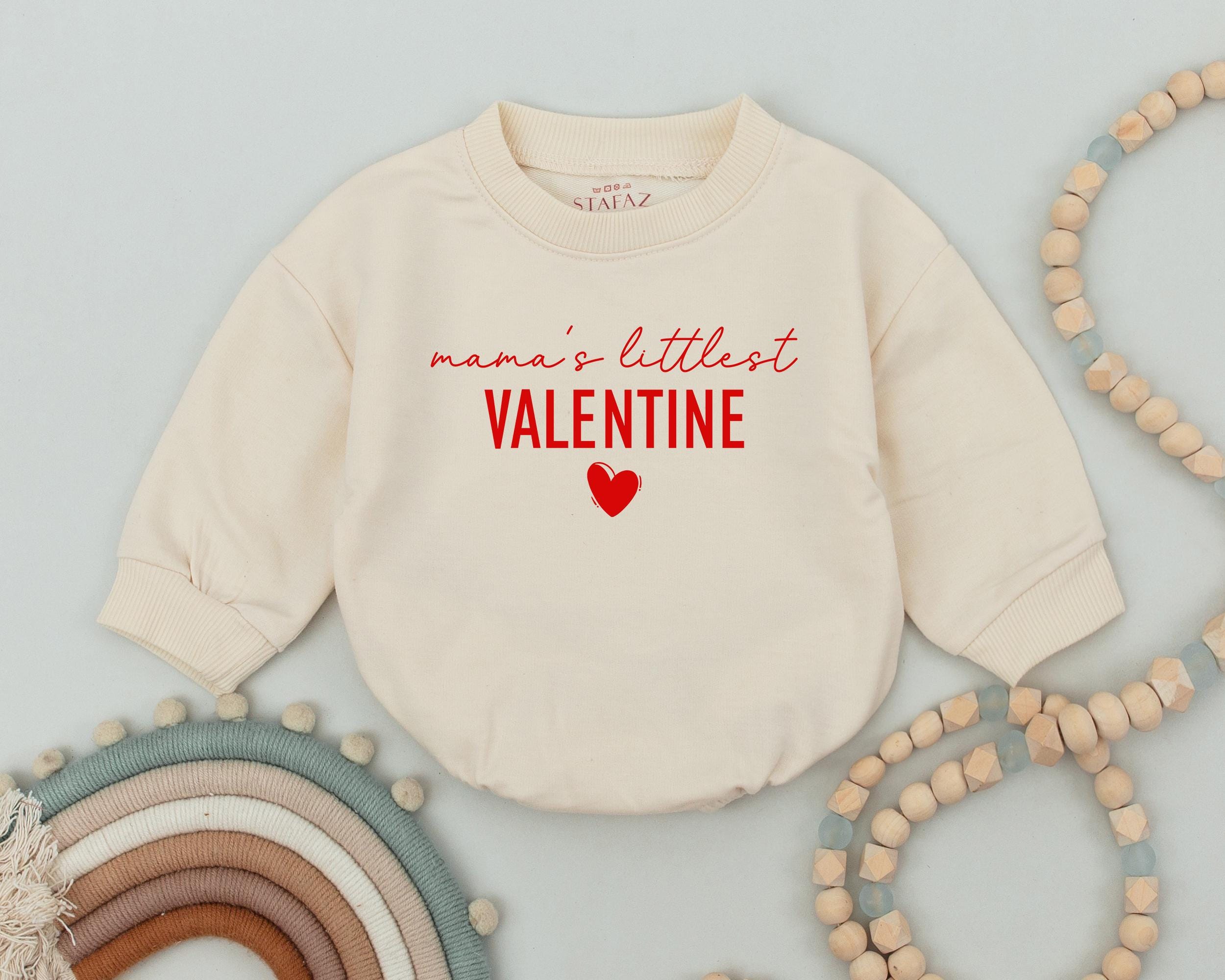 Mama's Littlest Valentine Infant Romper Heart Design Baby Girl Boy Outfit Soft Cotton First Holiday Gift