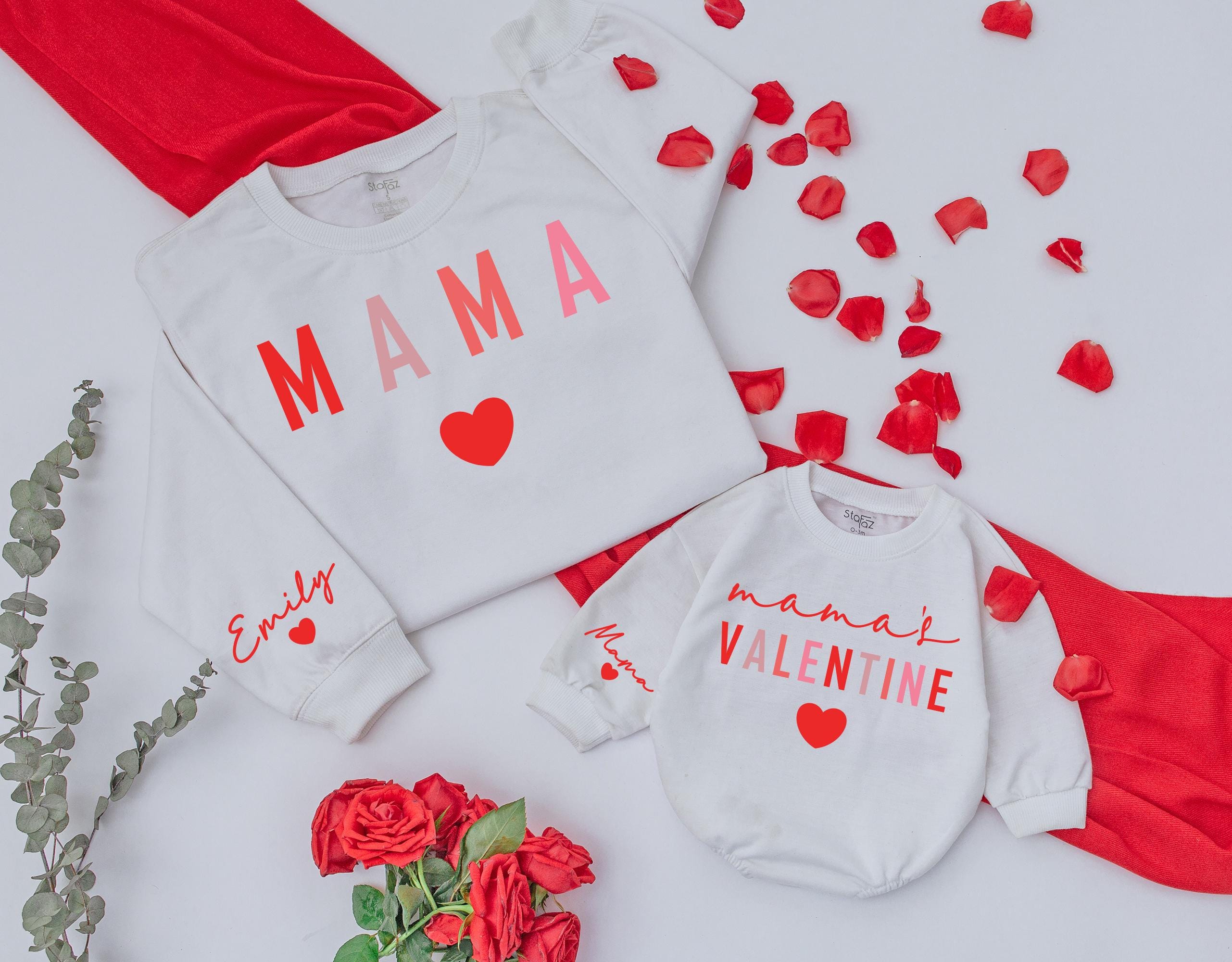 Personalized Retro Mama & Baby Valentine Sweatshirts