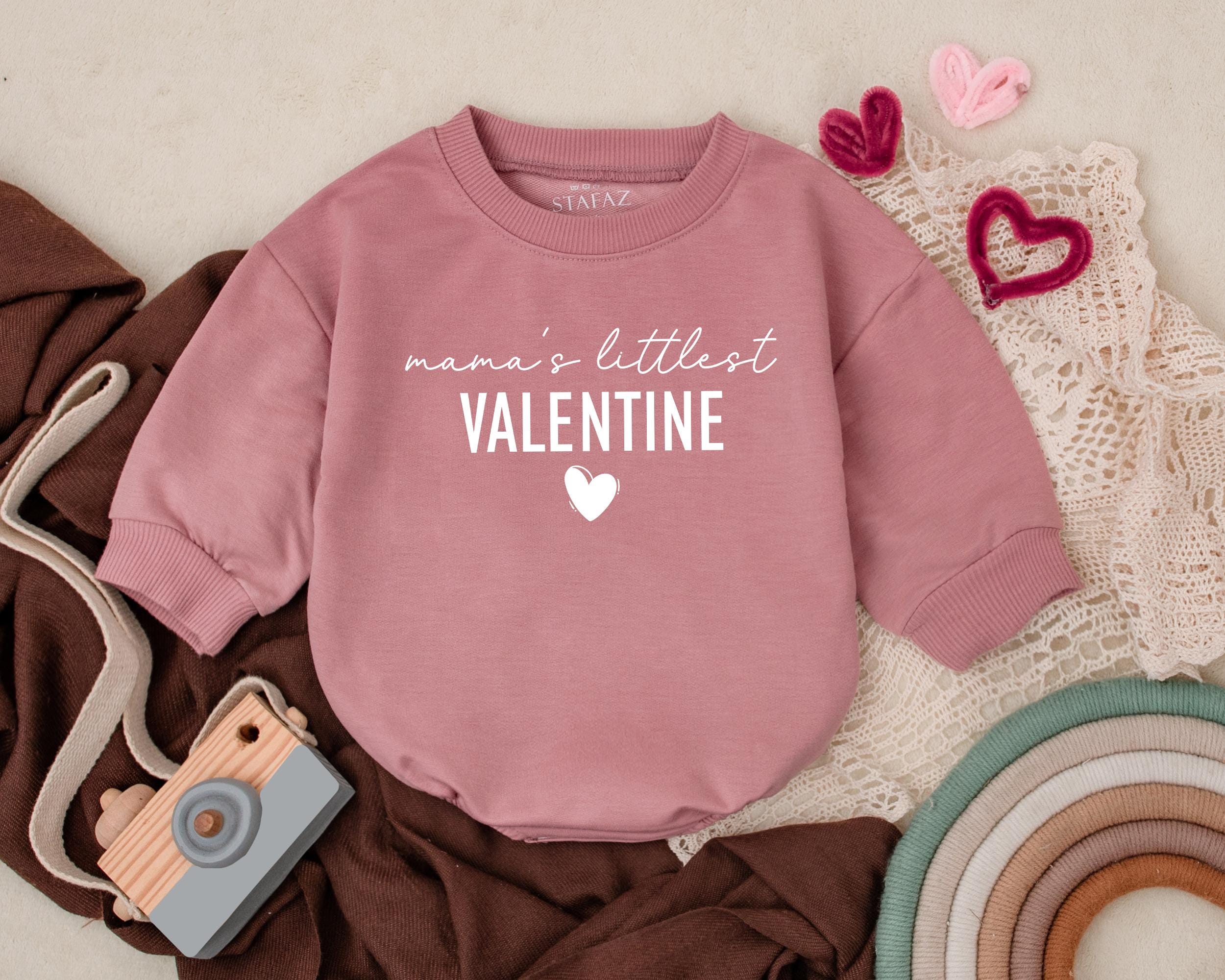 Mama's Littlest Valentine Infant Romper Heart Design Baby Girl Boy Outfit Soft Cotton First Holiday Gift