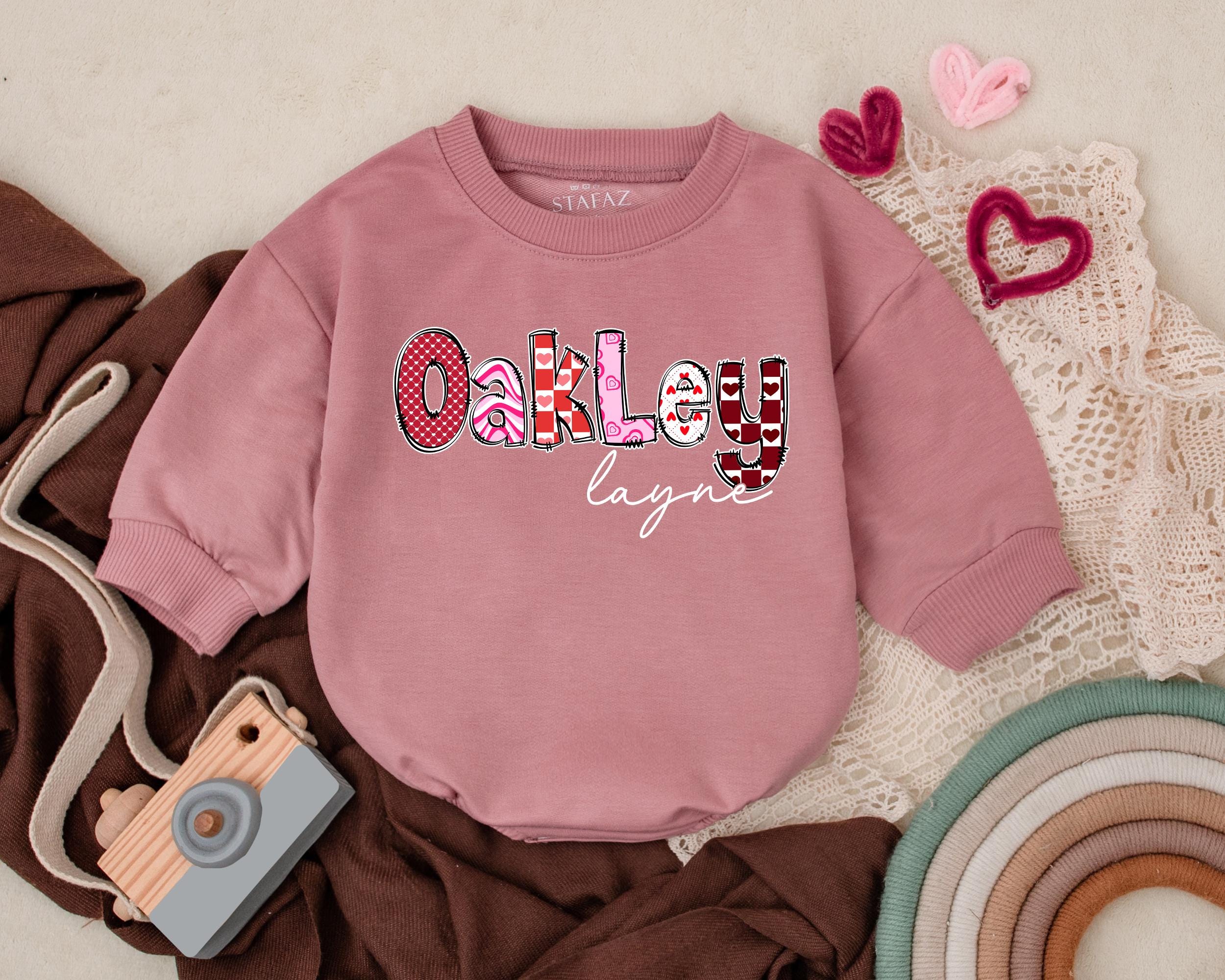 Custom Name Valentine Romper for Baby's First Valentine