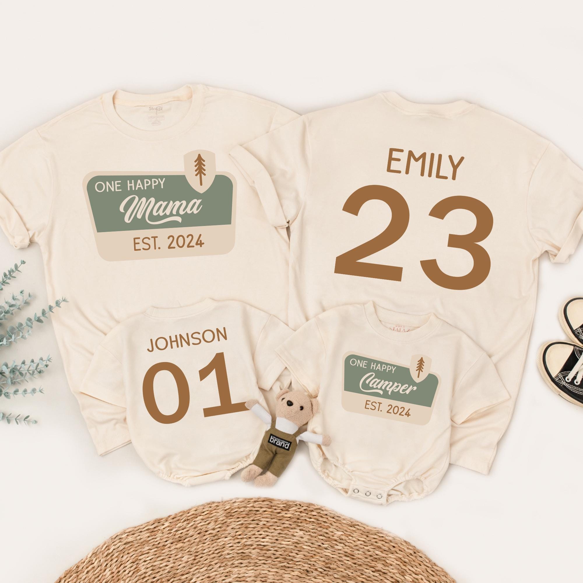One Happy Mama & Camper Family Tees with 2024 Camping Theme
