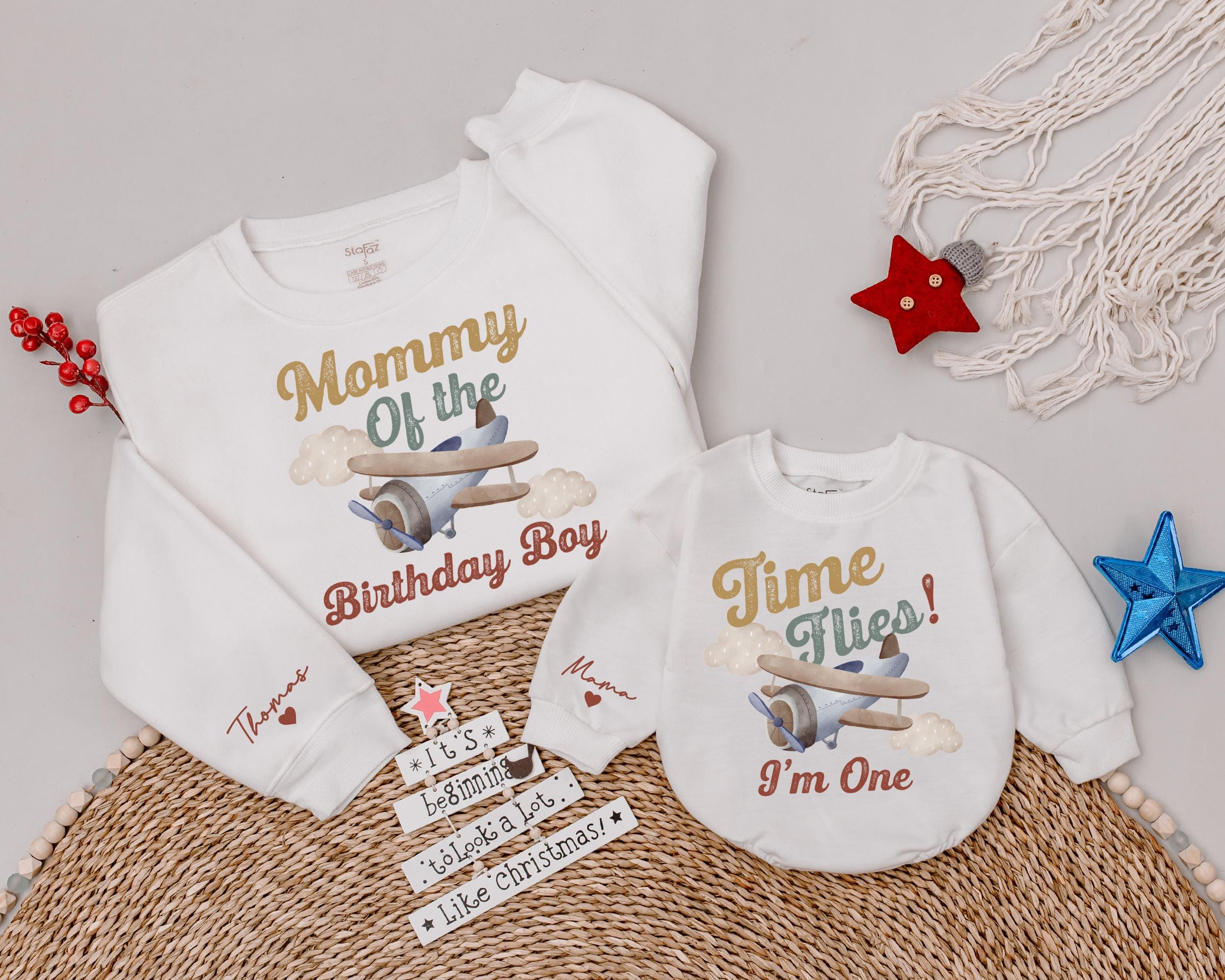 Vintage Airplane Family Birthday Sweatshirt with Custom Text