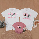 Custom Mommy and Me Matching Family Shirts, Cow Print Western Birthday Outfit, Soft Cotton Toddler Romper and Adult Tee for 1st Birthday