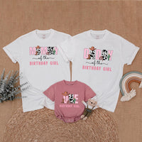 Custom Mommy and Me Matching Family Shirts, Cow Print Western Birthday Outfit, Soft Cotton Toddler Romper and Adult Tee for 1st Birthday