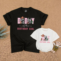 Custom Mommy and Me Matching Family Shirts, Cow Print Western Birthday Outfit, Soft Cotton Toddler Romper and Adult Tee for 1st Birthday
