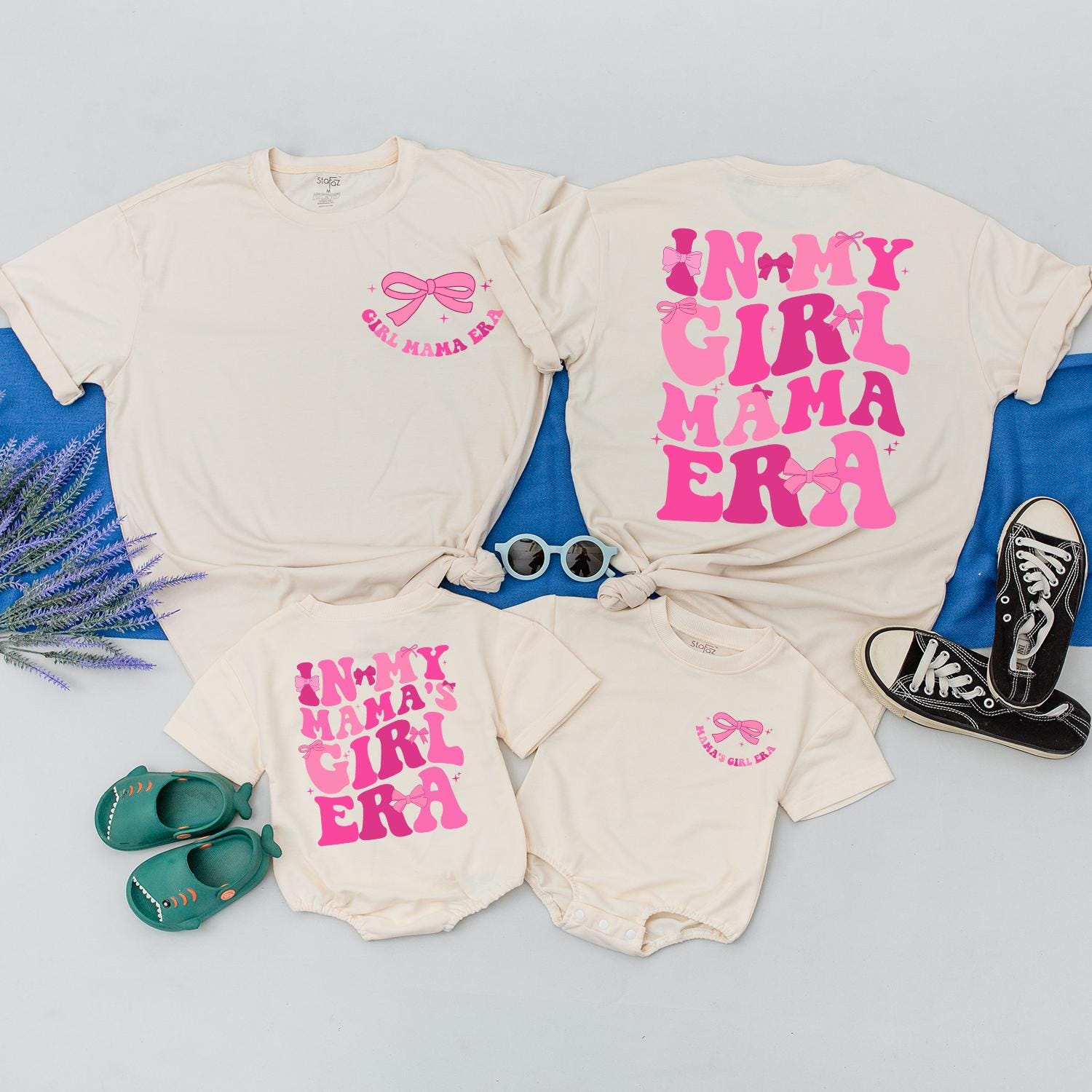 In My Mama's Girl Era Matching Outfit Pink Bow Design New Mom Gift Baby Shower Present Mother's Day Surprise