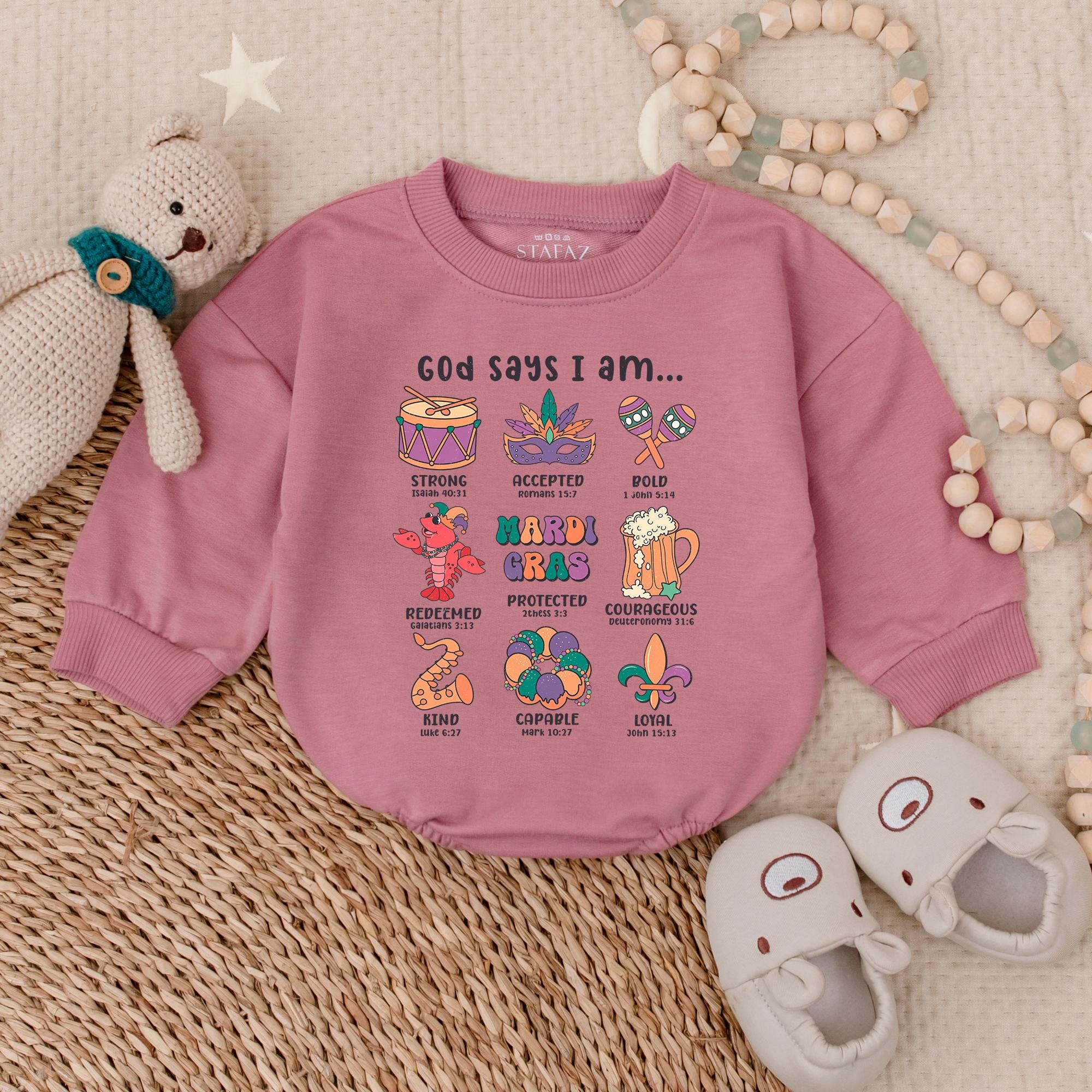 Mardi Gras Baby Romper with Colorful Festive Graphics Infant Girl Outfit Comfortable Cotton Newborn Bodysuit Lively Crawfish Design
