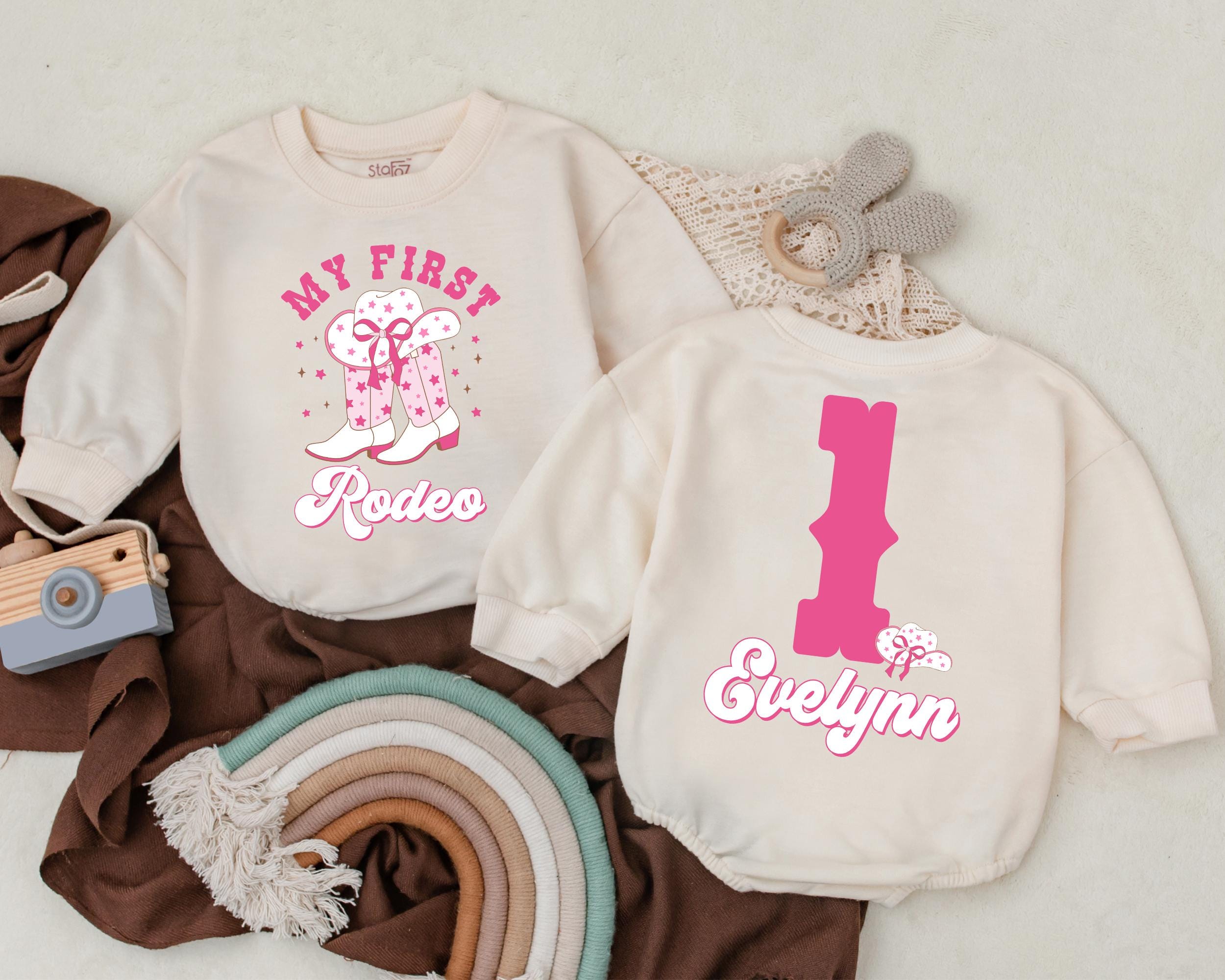 Personalized My First Rodeo Cowgirl Romper with Retro Charm