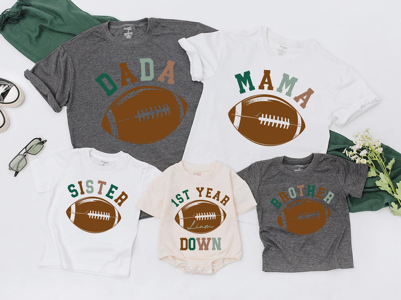 Personalized Football Family Shirts for 1st Birthday Celebration