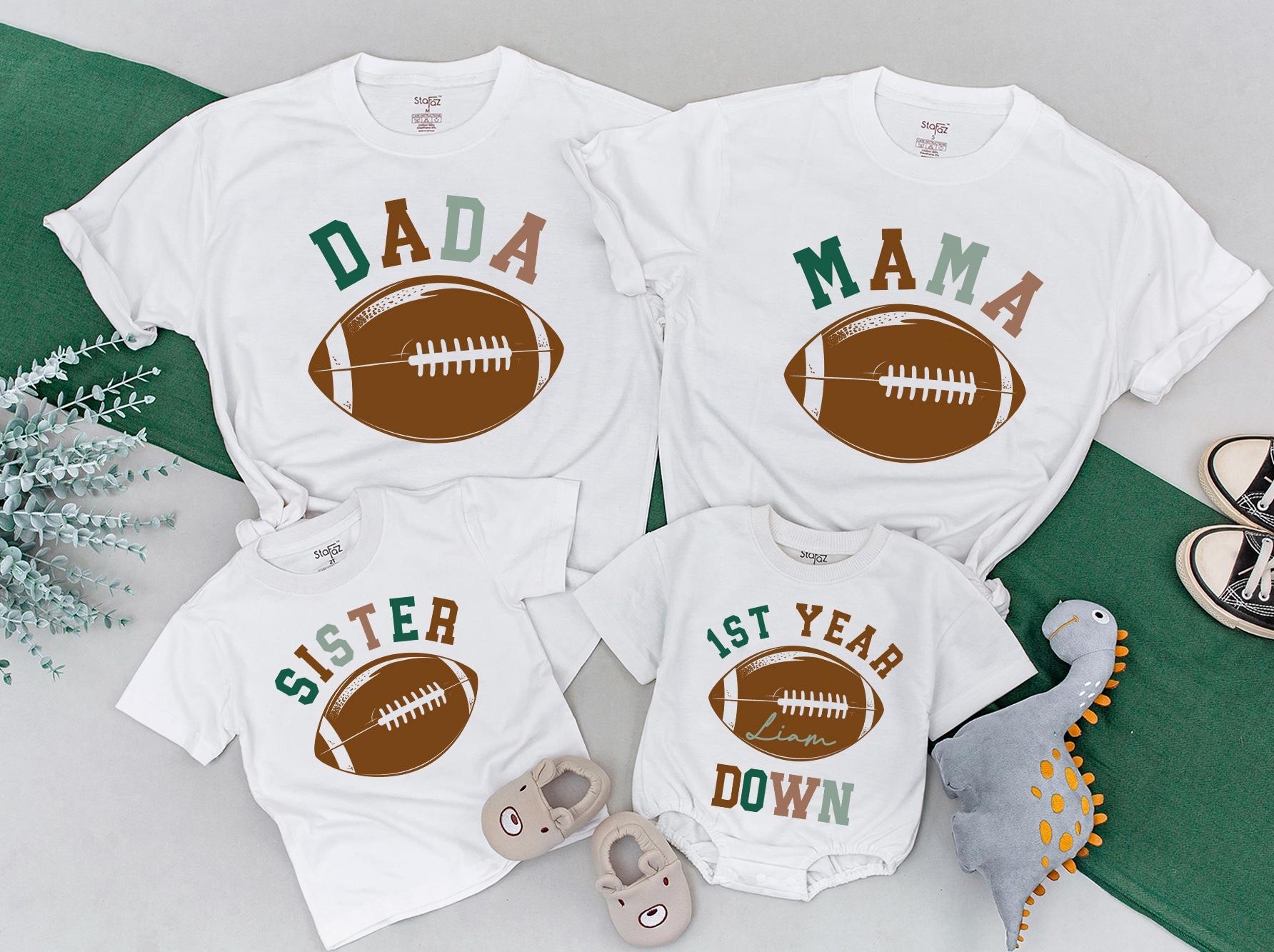 Personalized Football Family Shirts for 1st Birthday Celebration