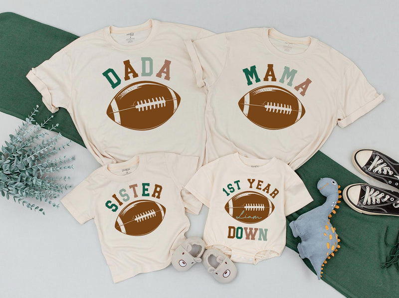 Personalized Football Family Shirts for 1st Birthday Celebration