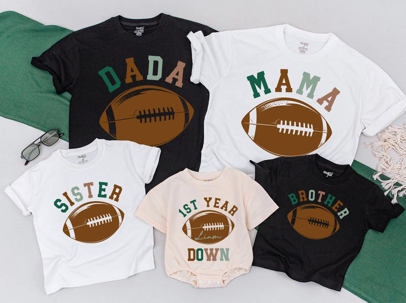 Personalized Football Family Shirts for 1st Birthday Celebration