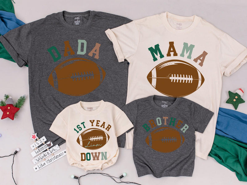 Personalized Football Family Shirts for 1st Birthday Celebration