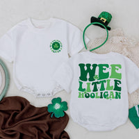 Personalized Wee Little Hooligan Baby Romper with Green Clover St. Patrick's Day Infant Outfit Irish Gift Soft Cotton First Holiday