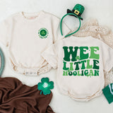 Personalized Wee Little Hooligan Baby Romper with Green Clover St. Patrick's Day Infant Outfit Irish Gift Soft Cotton First Holiday