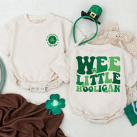 Personalized Wee Little Hooligan Baby Romper with Green Clover St. Patrick's Day Infant Outfit Irish Gift Soft Cotton First Holiday