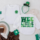 Personalized Wee Little Hooligan Baby Romper with Green Clover St. Patrick's Day Infant Outfit Irish Gift Soft Cotton First Holiday
