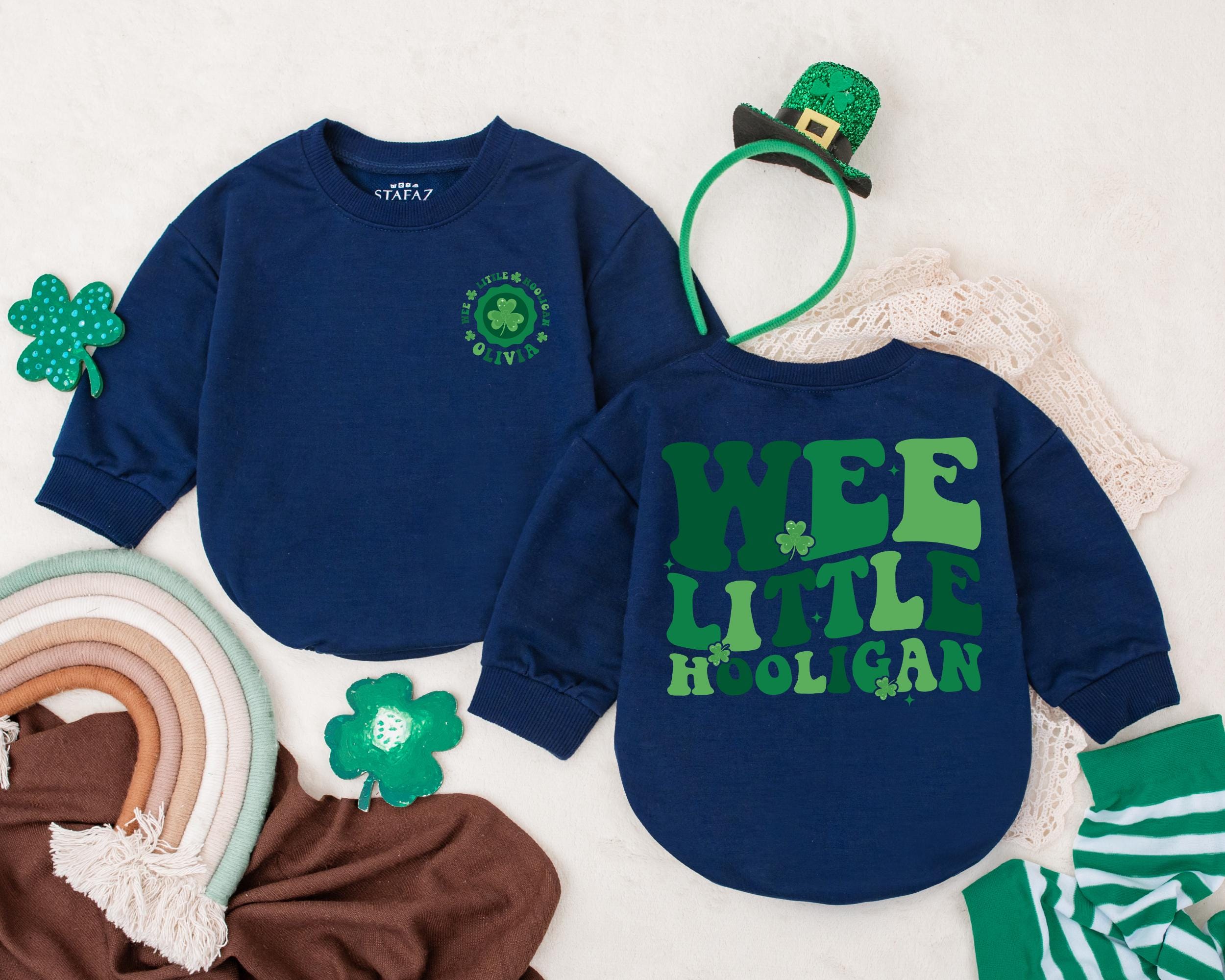 Personalized Wee Little Hooligan Baby Romper with Green Clover St. Patrick's Day Infant Outfit Irish Gift Soft Cotton First Holiday
