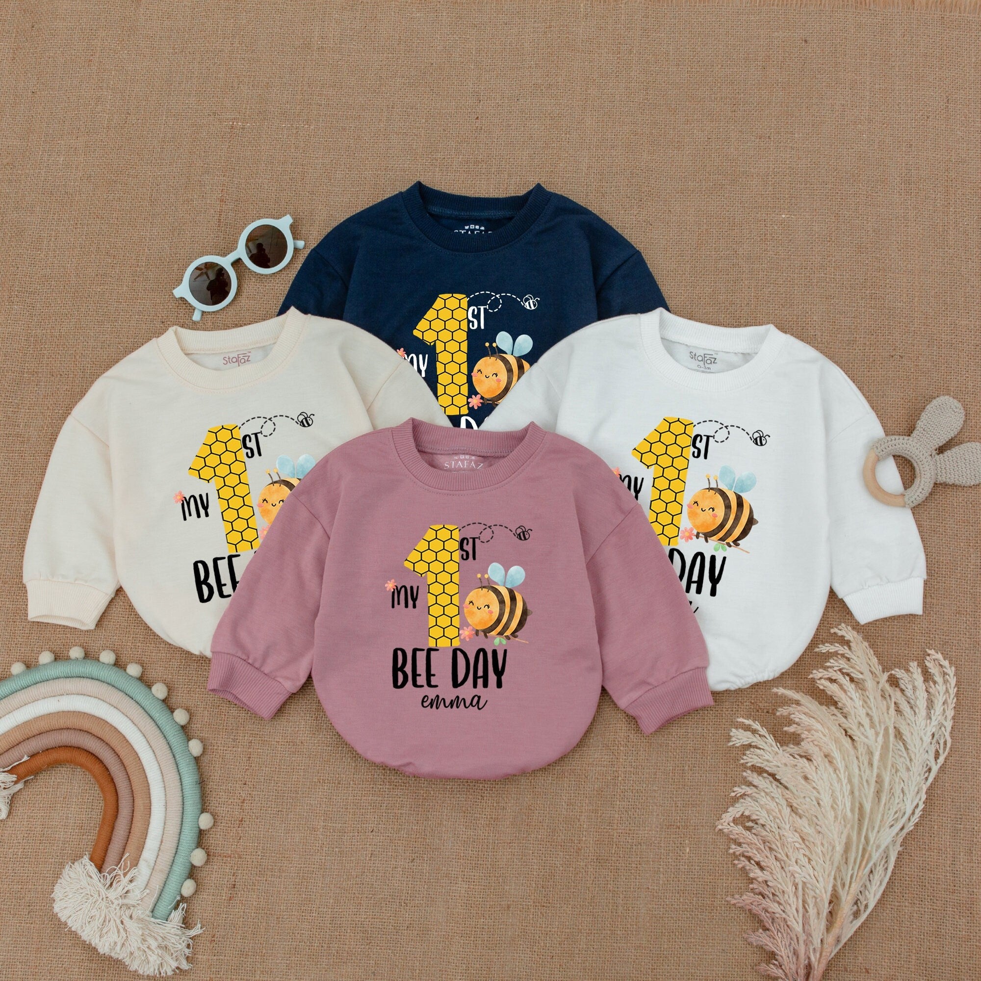 Custom My 1st Bee Day Baby Romper Cute Honey Bee First Birthday Outfit Soft Cotton Design Infant Party Gift