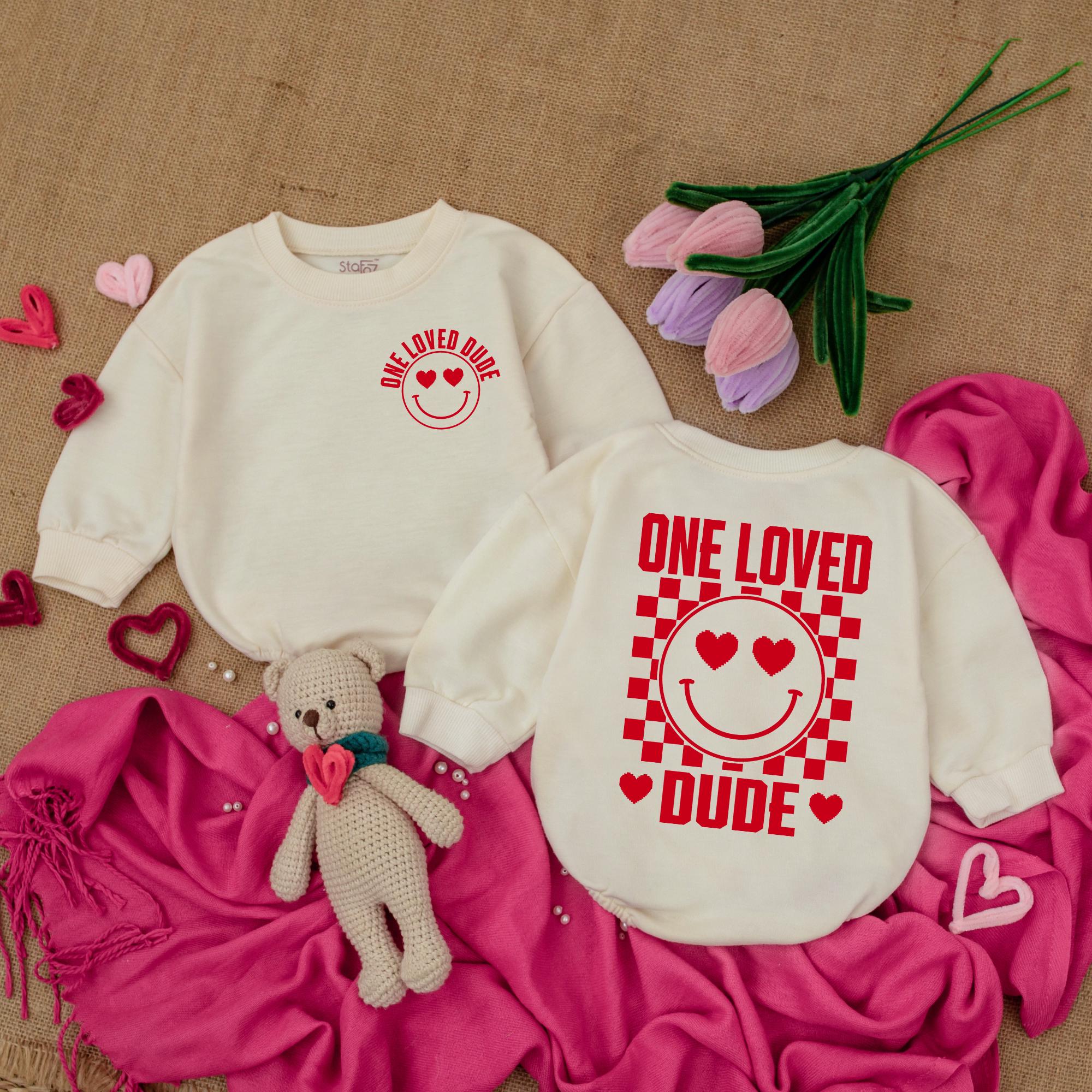 One Loved Dude Baby Bodysuit Red White Smiley Face Soft Cotton Romper Newborn Boy Valentine Outfit Comfortable Infant Clothes