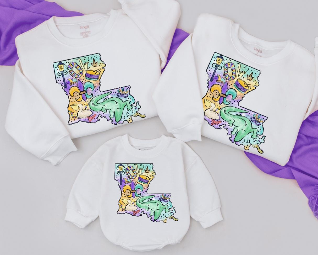Family Twinning Mardi Gras Sweatshirt - Celebrate Together