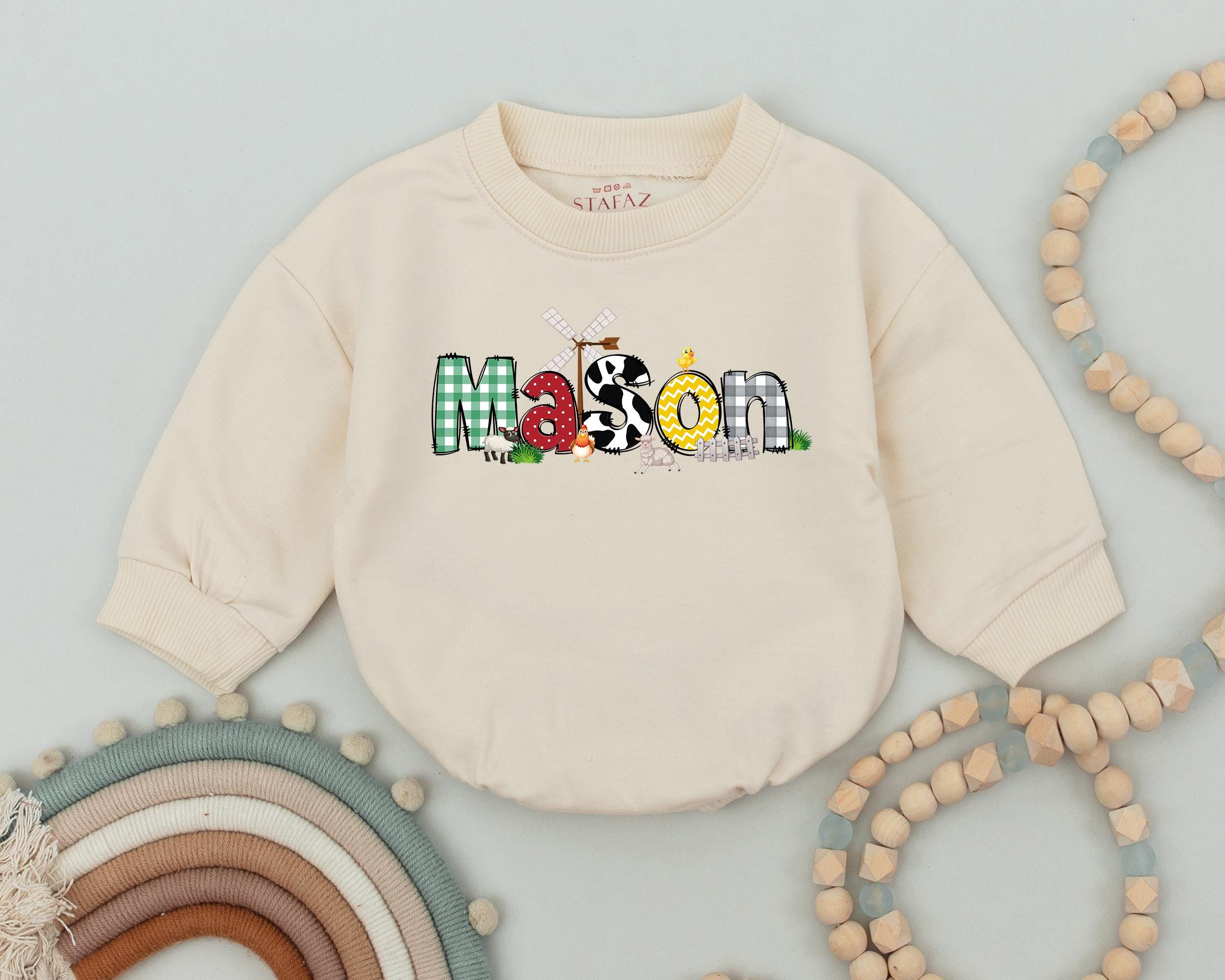 Custom Retro Western Birthday Romper with Farm Theme