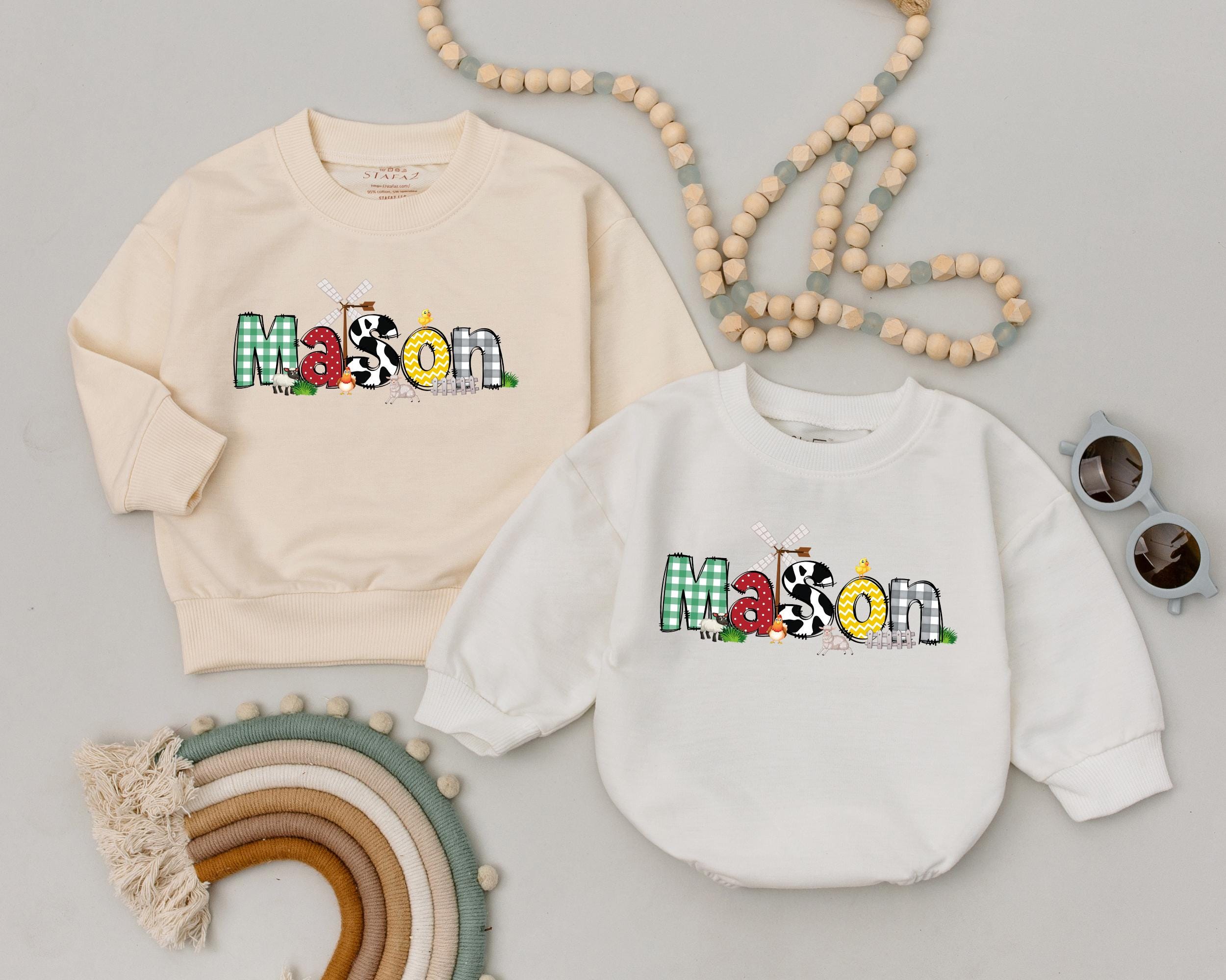 Custom Retro Western Birthday Romper with Farm Theme