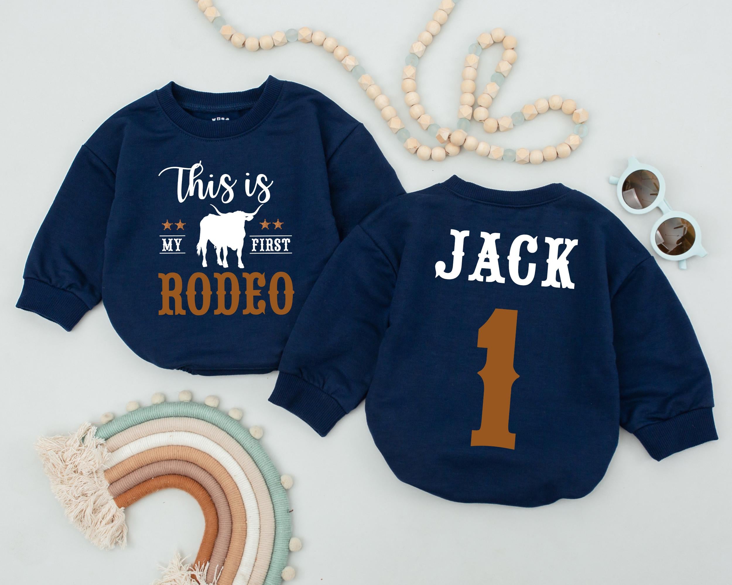 Personalized First Rodeo Baby Romper Retro Cowboy Design Custom Name Birthday Outfit Infant Western Style Cotton Soft Comfortable