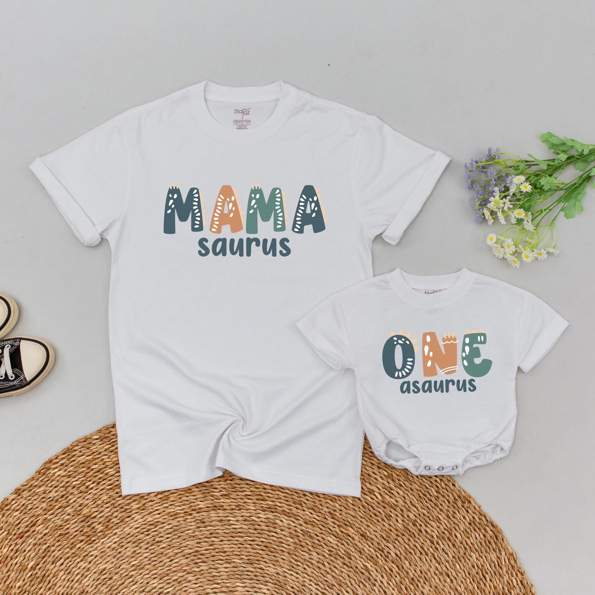 Custom Dinosaur Family Matching Tee with Name - Personalized Fun