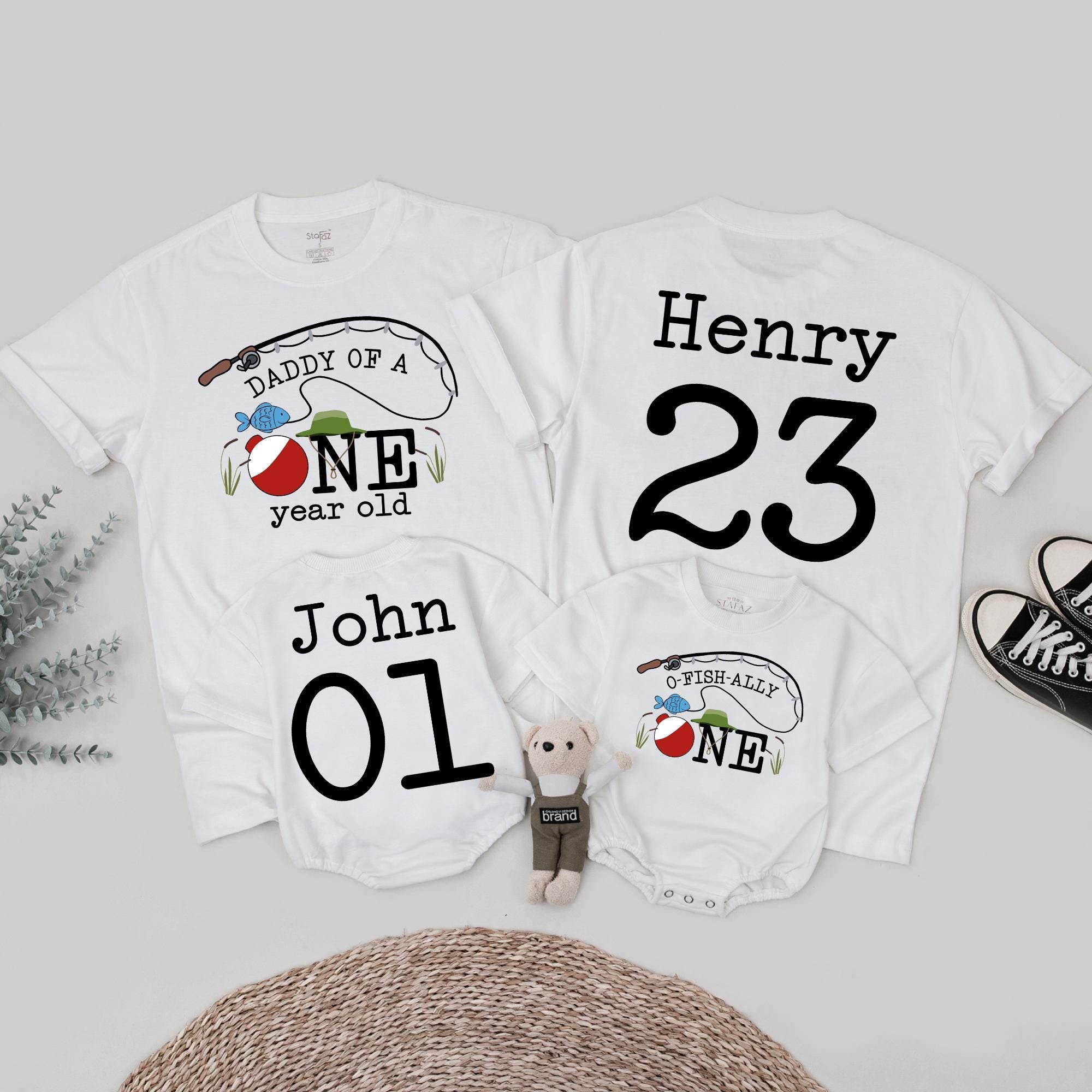 Fishing-Themed 1st Birthday Outfit with Family Matching Shirts