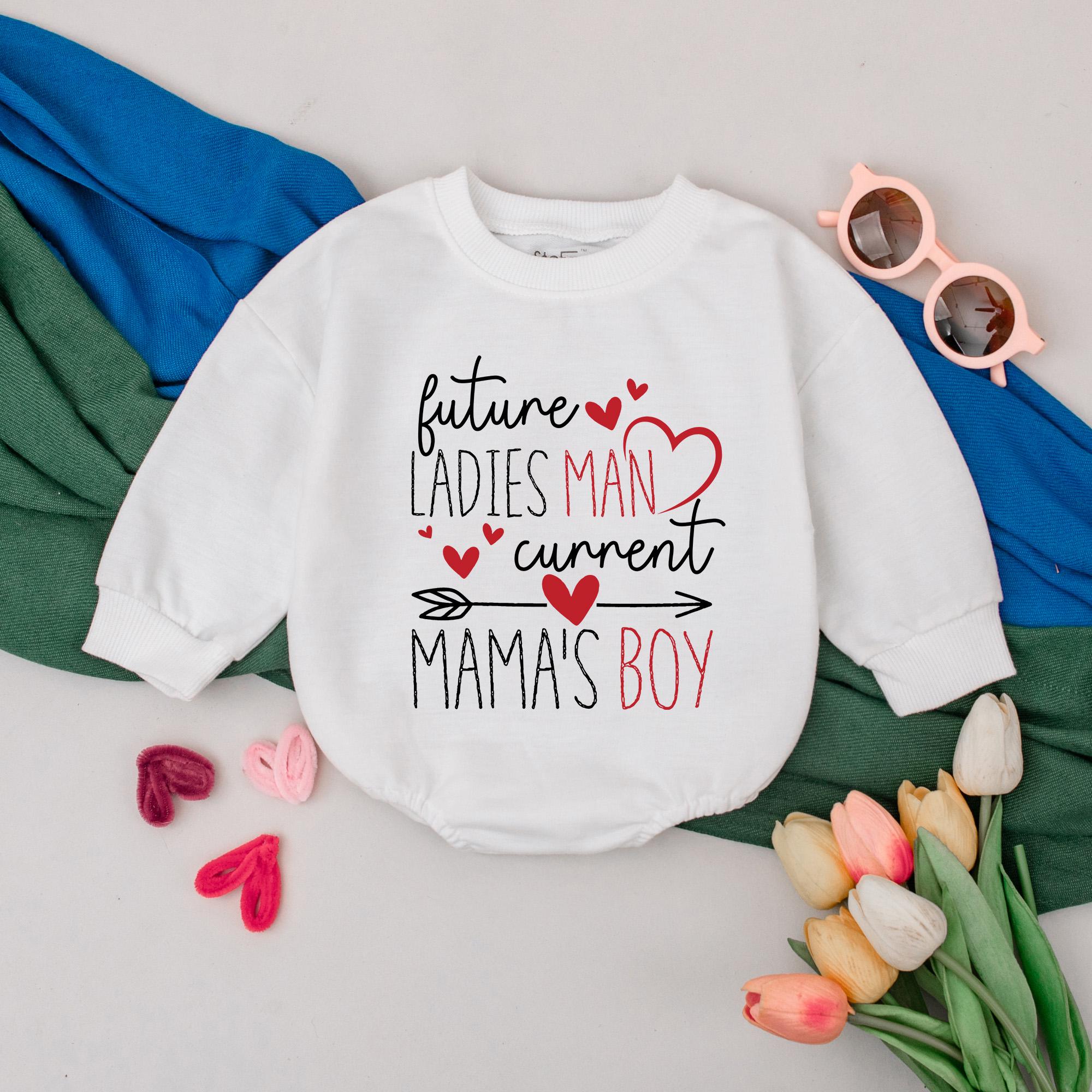Future Ladies Man Mama's Boy Valentine's Day Romper Newborn Infant Boy Soft Cotton Heart Design First Holiday Outfit Gift