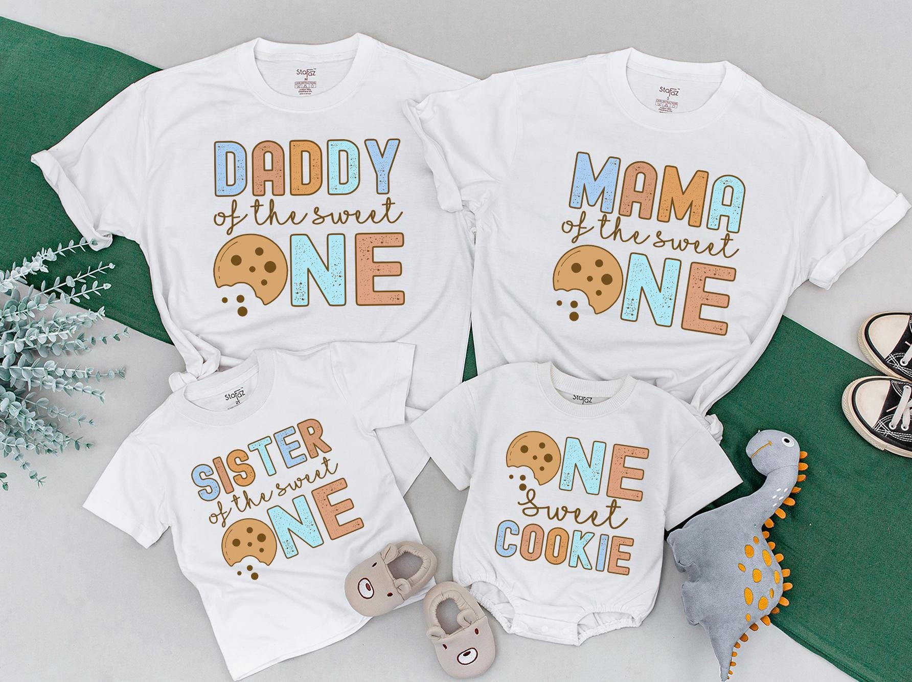 Sweet One Family Birthday Shirts with Milk & Cookie Design