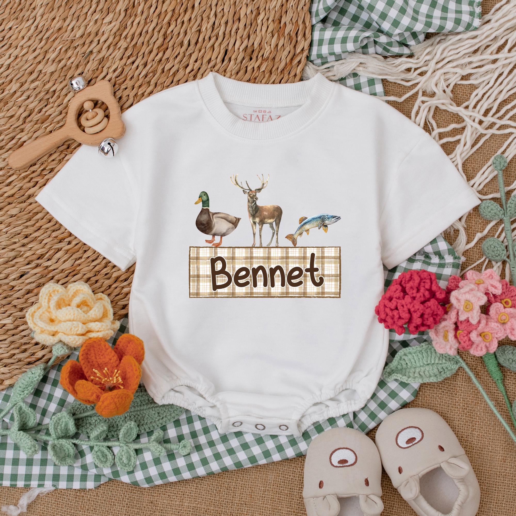 Custom Mallard Duck Baby Romper with Name - Personalized Gift