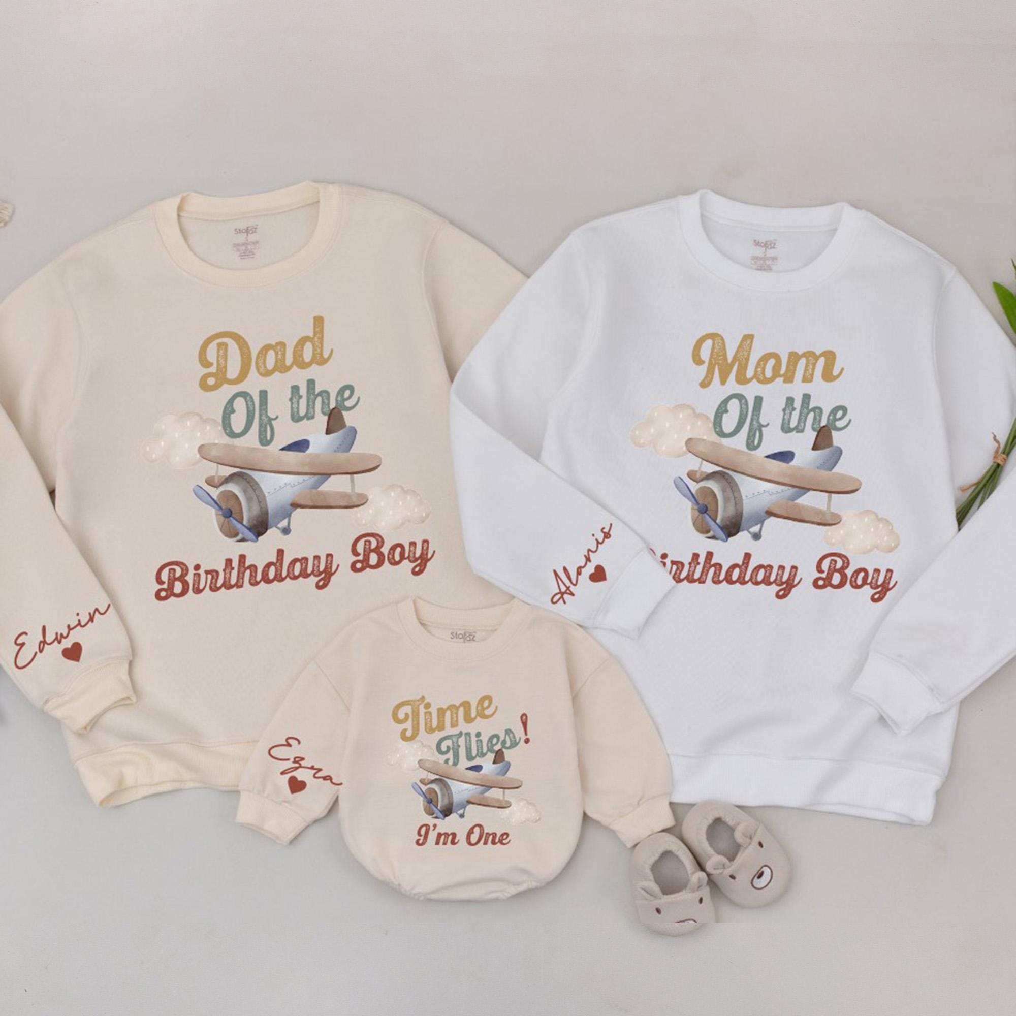 Vintage Airplane Family Birthday Sweatshirt with Custom Text