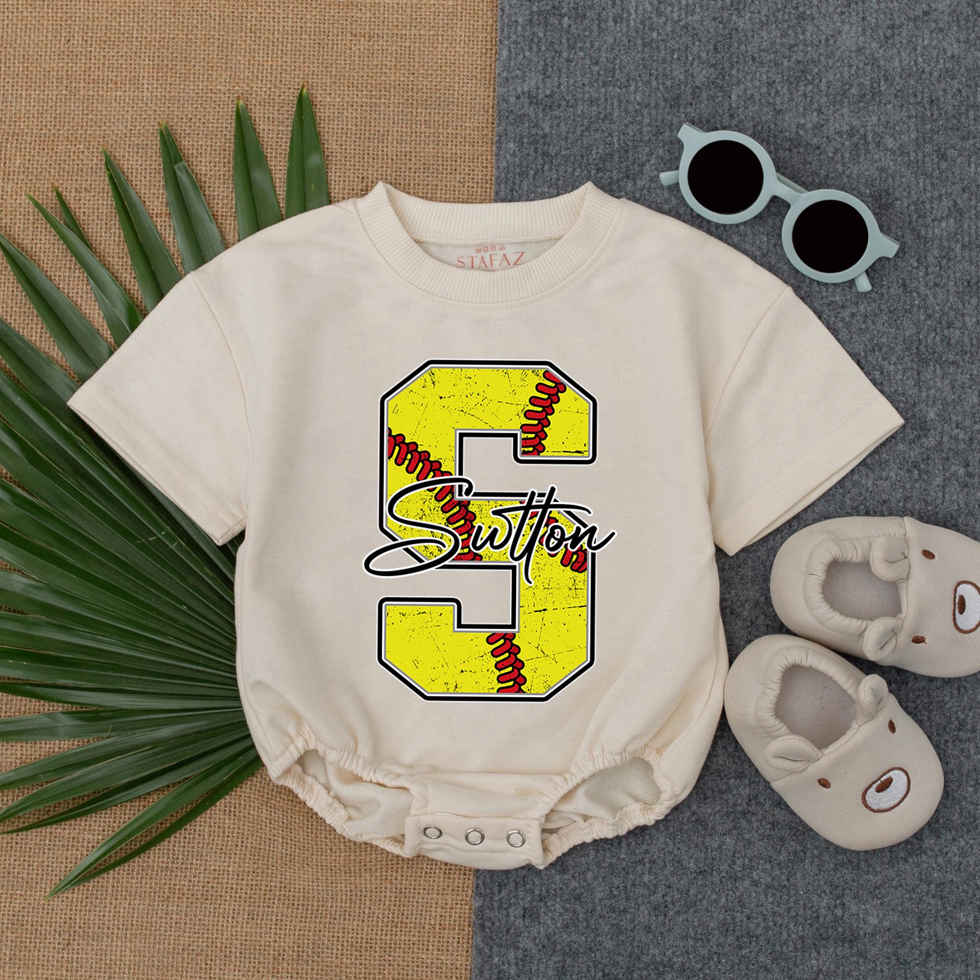 Custom Softball Romper with Personalized Name for Infants
