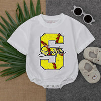 Custom Softball Romper with Personalized Name for Infants