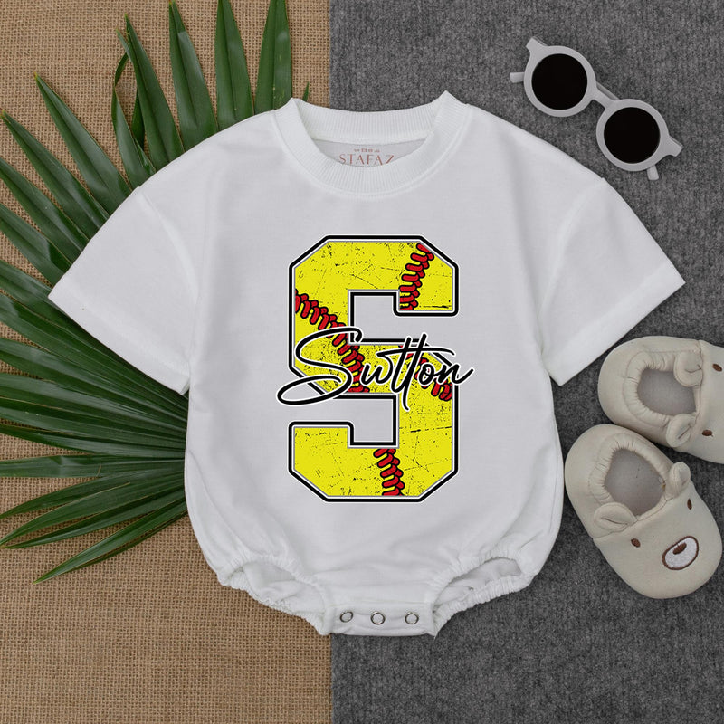 Custom Softball Romper with Personalized Name for Infants