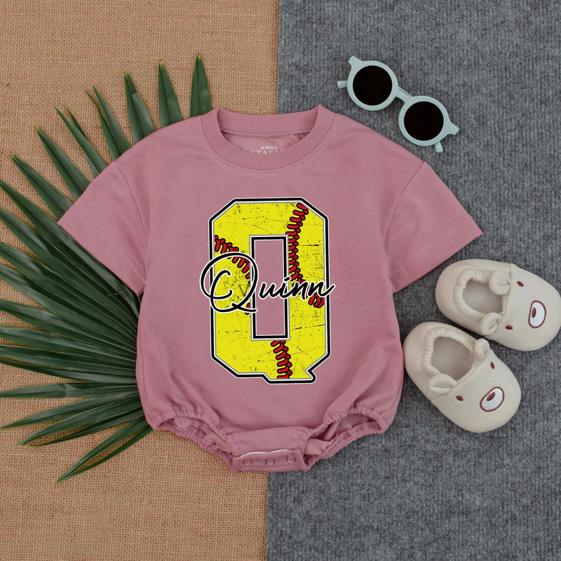 Custom Softball Romper with Personalized Name for Infants