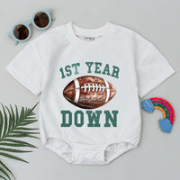 Personalized Family Football Birthday T-Shirt Custom Names First Year Down Romper Comfortable Cotton Party Outfit Mom Dad Sister Brother