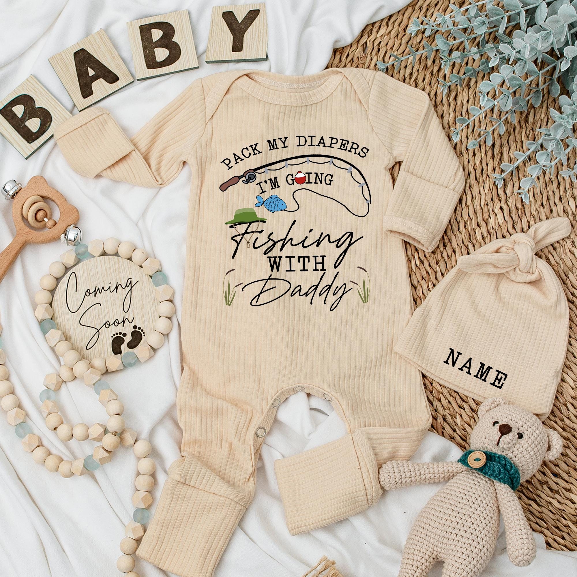 Custom Fishing Baby Bodysuit with Name - Unique Gift