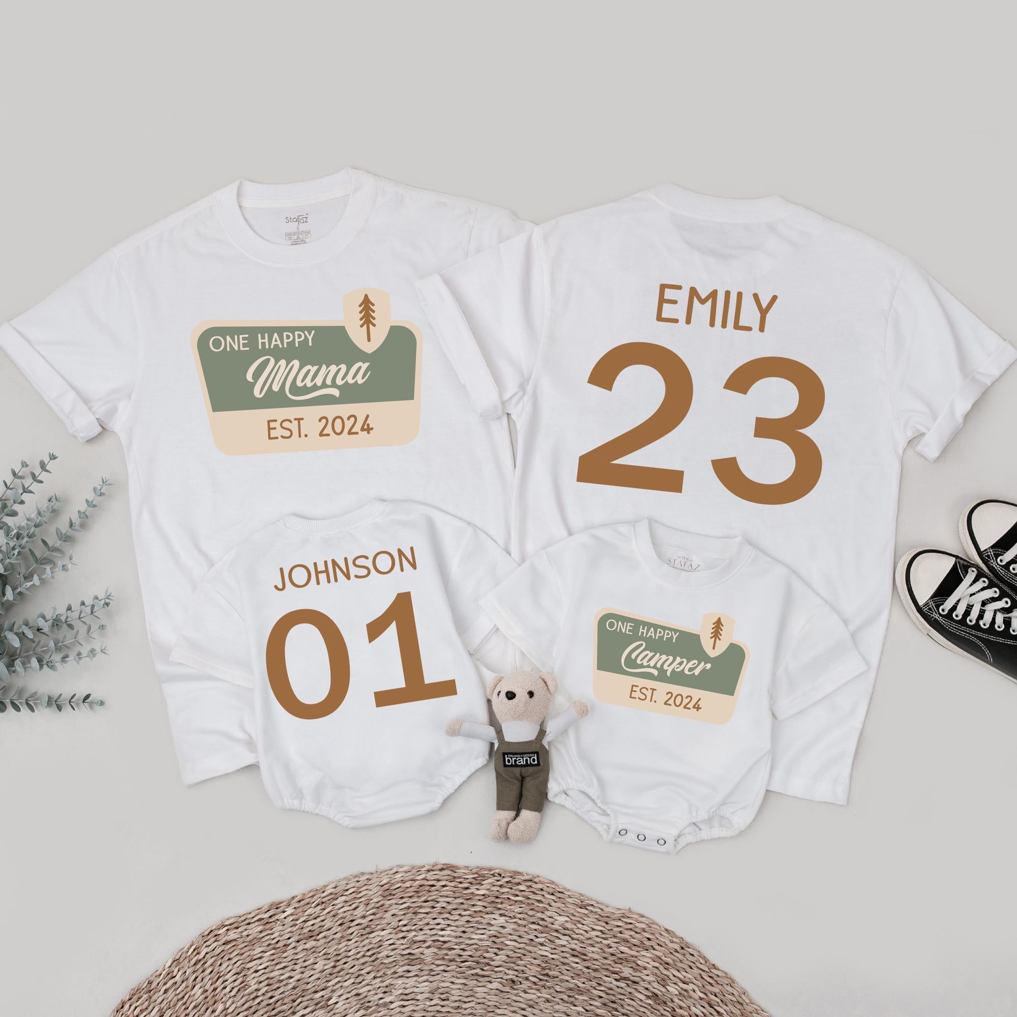 One Happy Mama & Camper Family Tees with 2024 Camping Theme