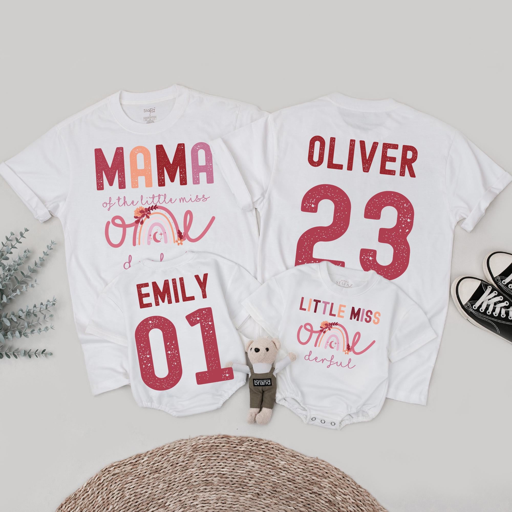 Boho Little Miss ONEderful 1st Birthday Matching Shirts